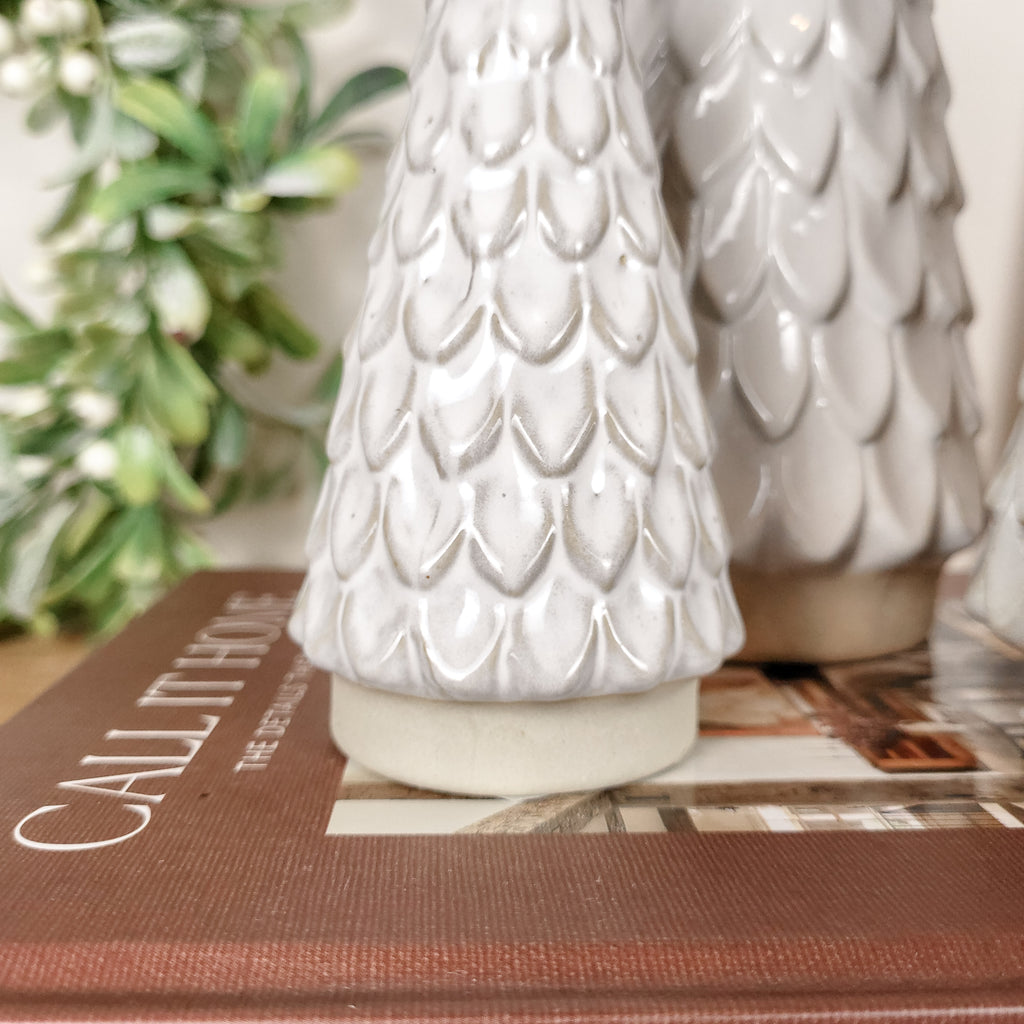 Scalloped Ceramic Christmas Tree Ornaments