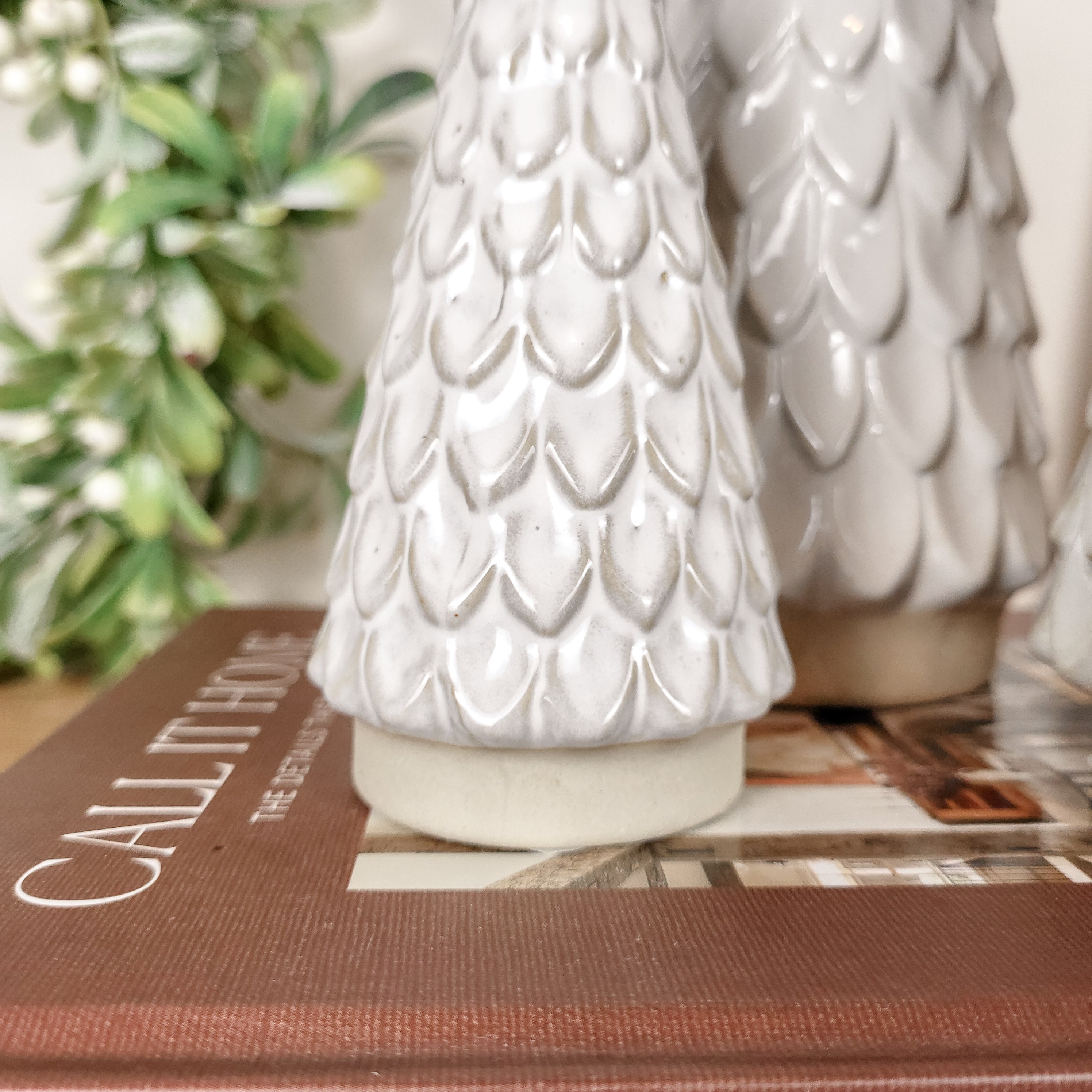 Scalloped Ceramic Christmas Tree Ornaments