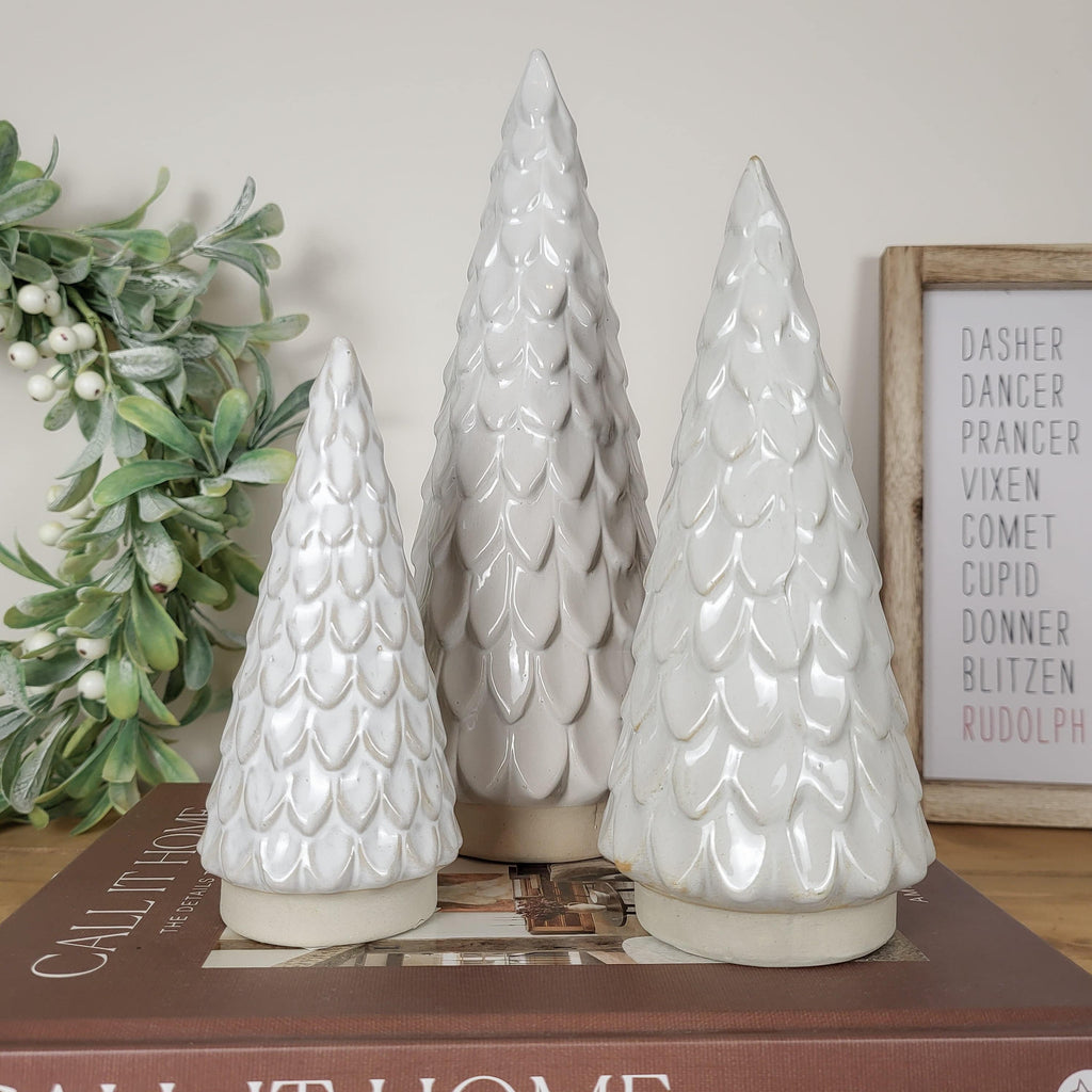 Scalloped Ceramic Christmas Tree Ornaments