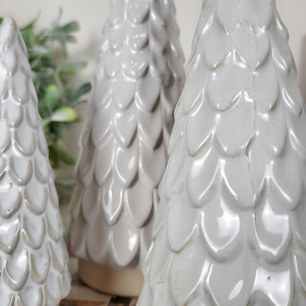 Scalloped Ceramic Christmas Tree Ornaments