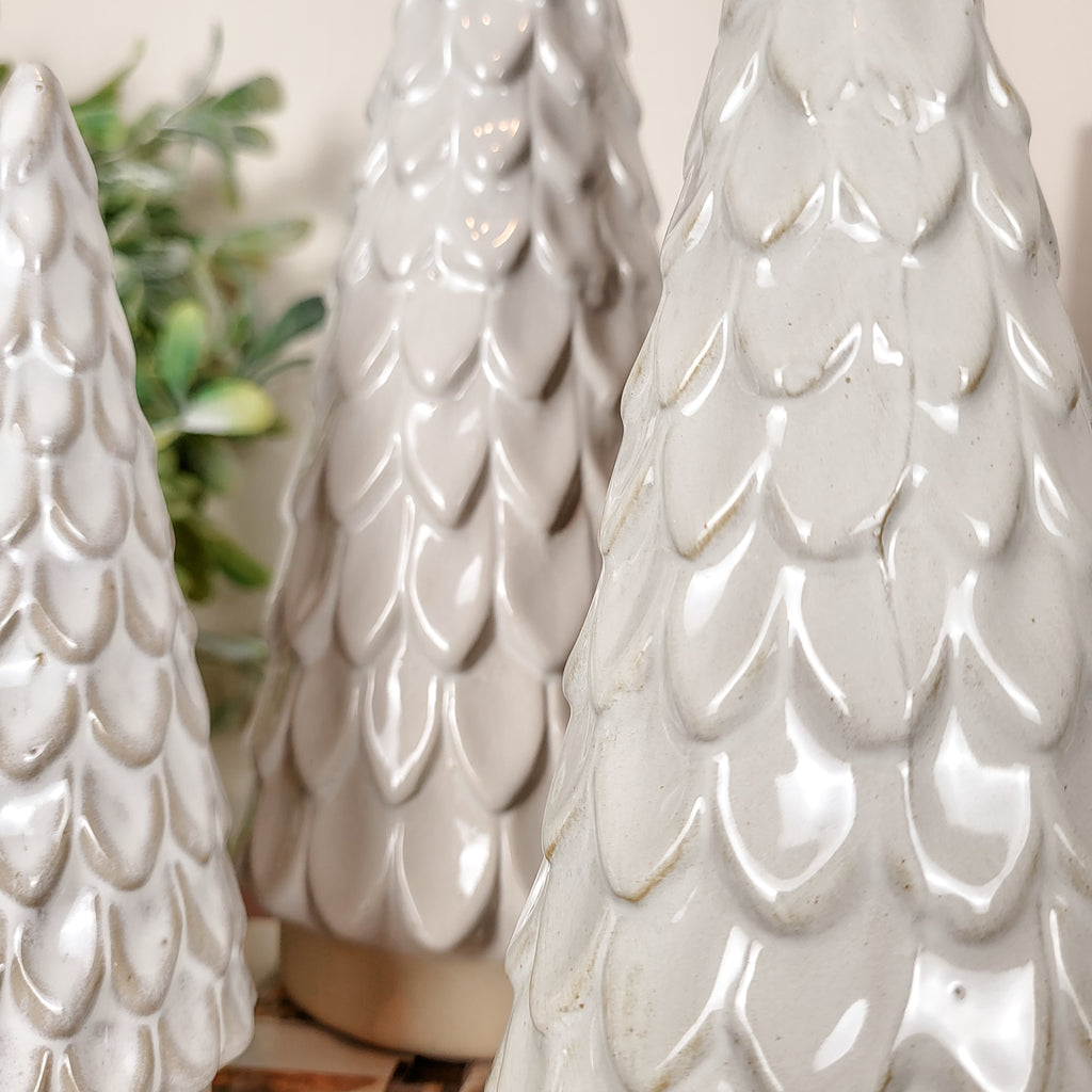 Scalloped Ceramic Christmas Tree Ornaments