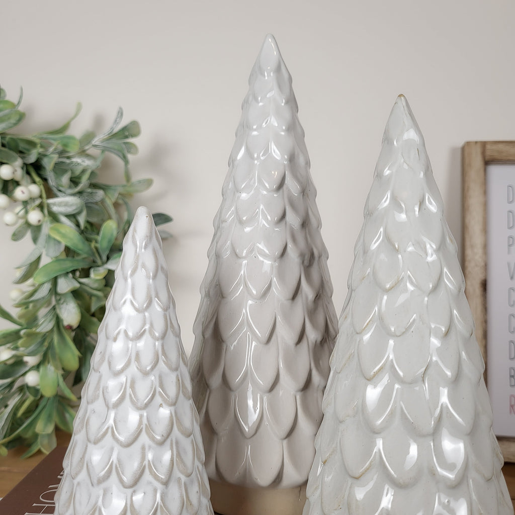 Scalloped Ceramic Christmas Tree Ornaments