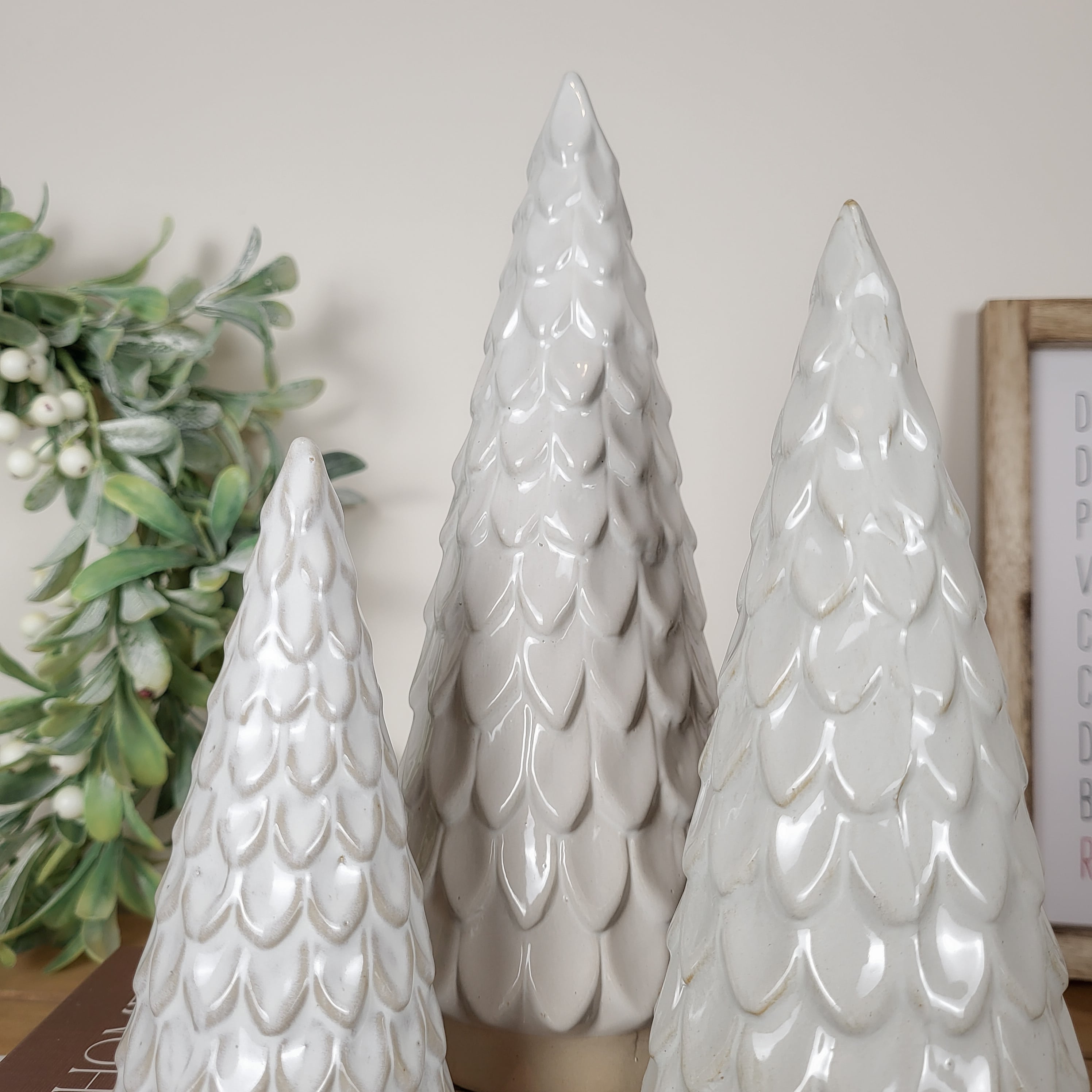 Scalloped Ceramic Christmas Tree Ornaments