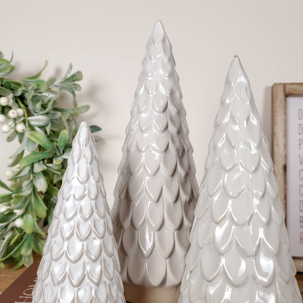 Scalloped Ceramic Christmas Tree Ornaments