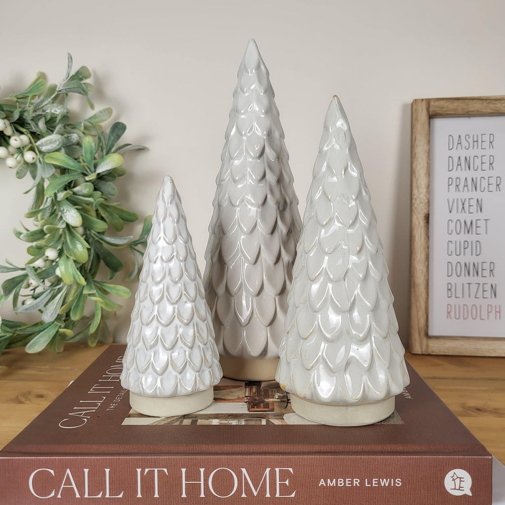 Scalloped Ceramic Christmas Tree Ornaments