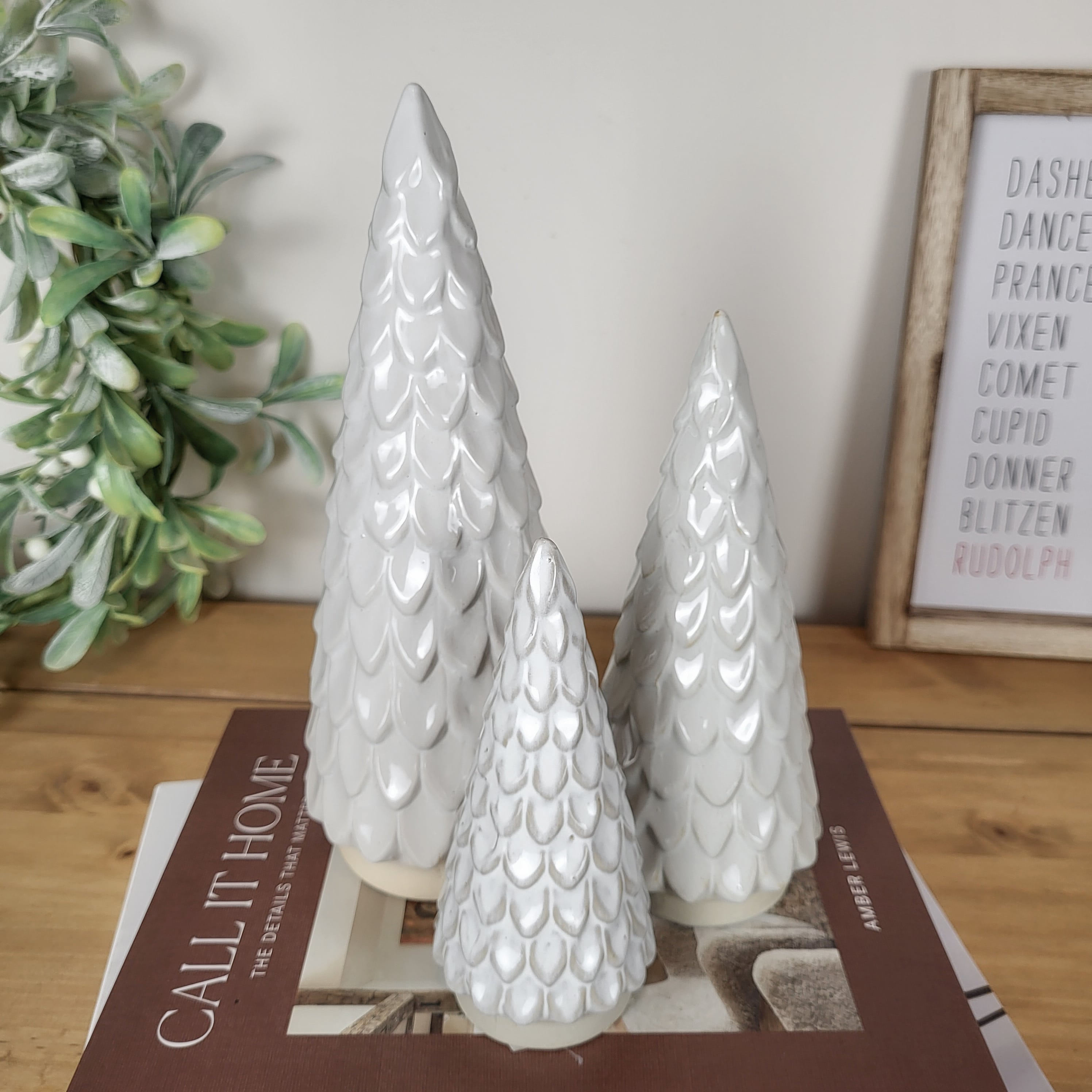 Scalloped Ceramic Christmas Tree Ornaments