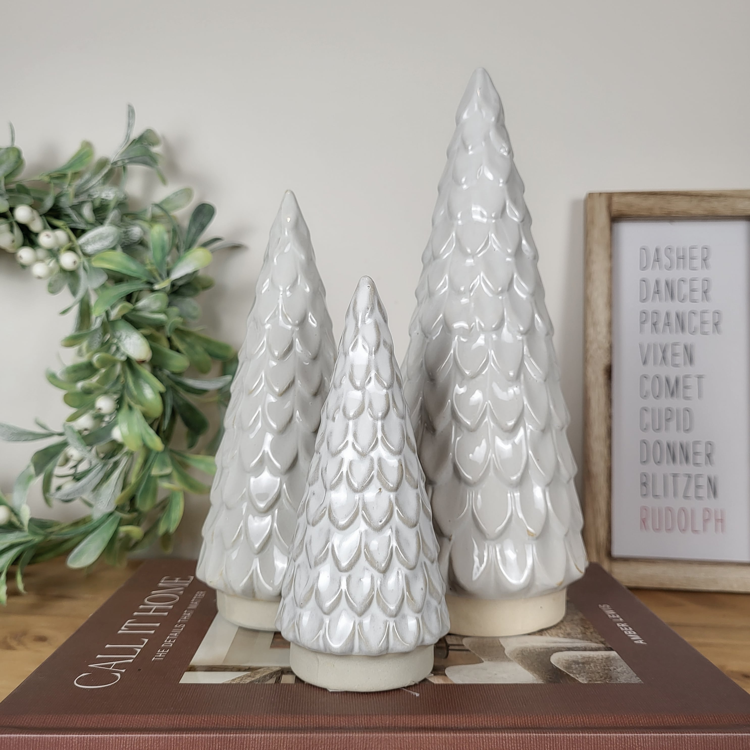 Scalloped Ceramic Christmas Tree Ornaments