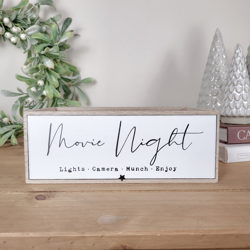 Wooden Movie Night Snack Storage Crate