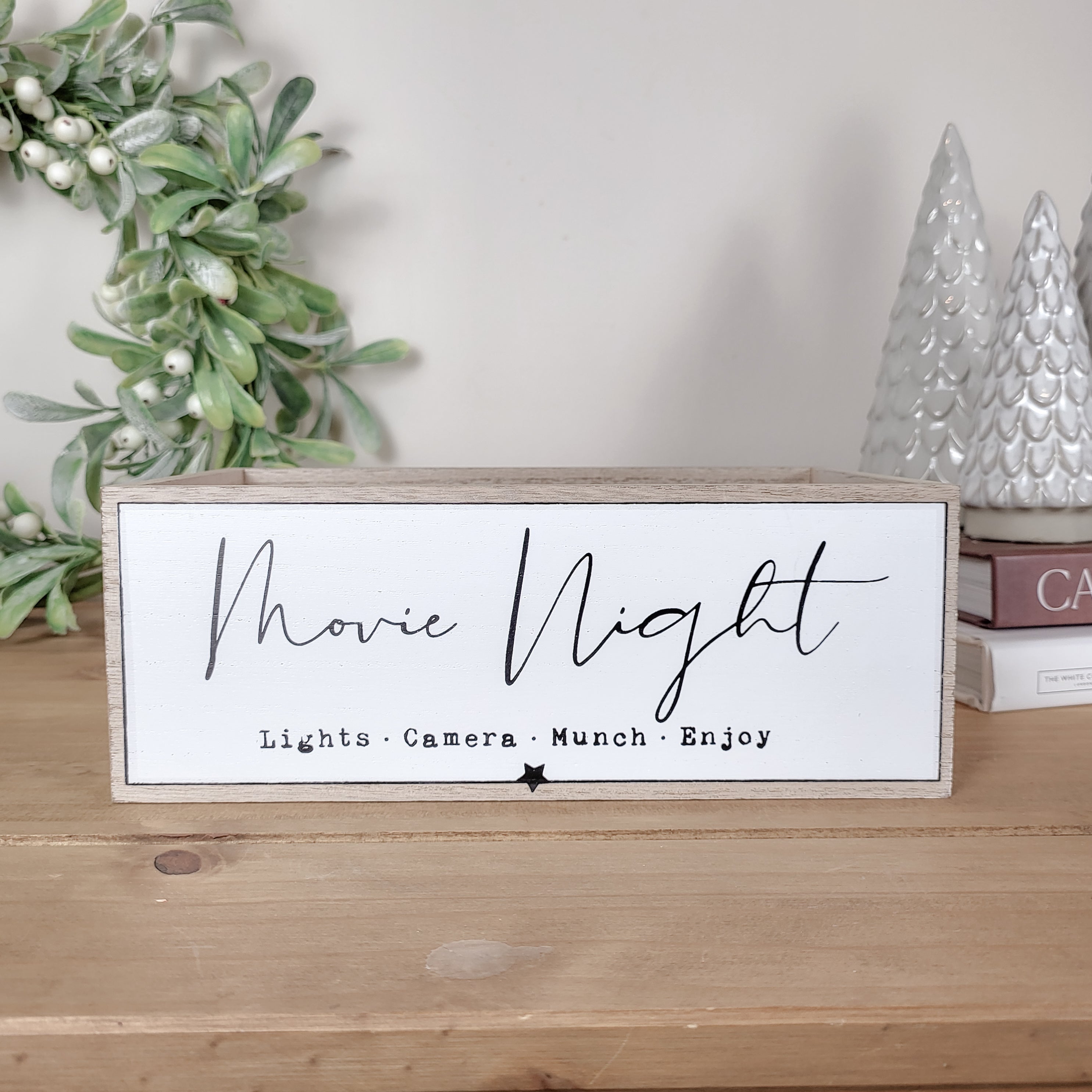 Wooden Movie Night Snack Storage Crate