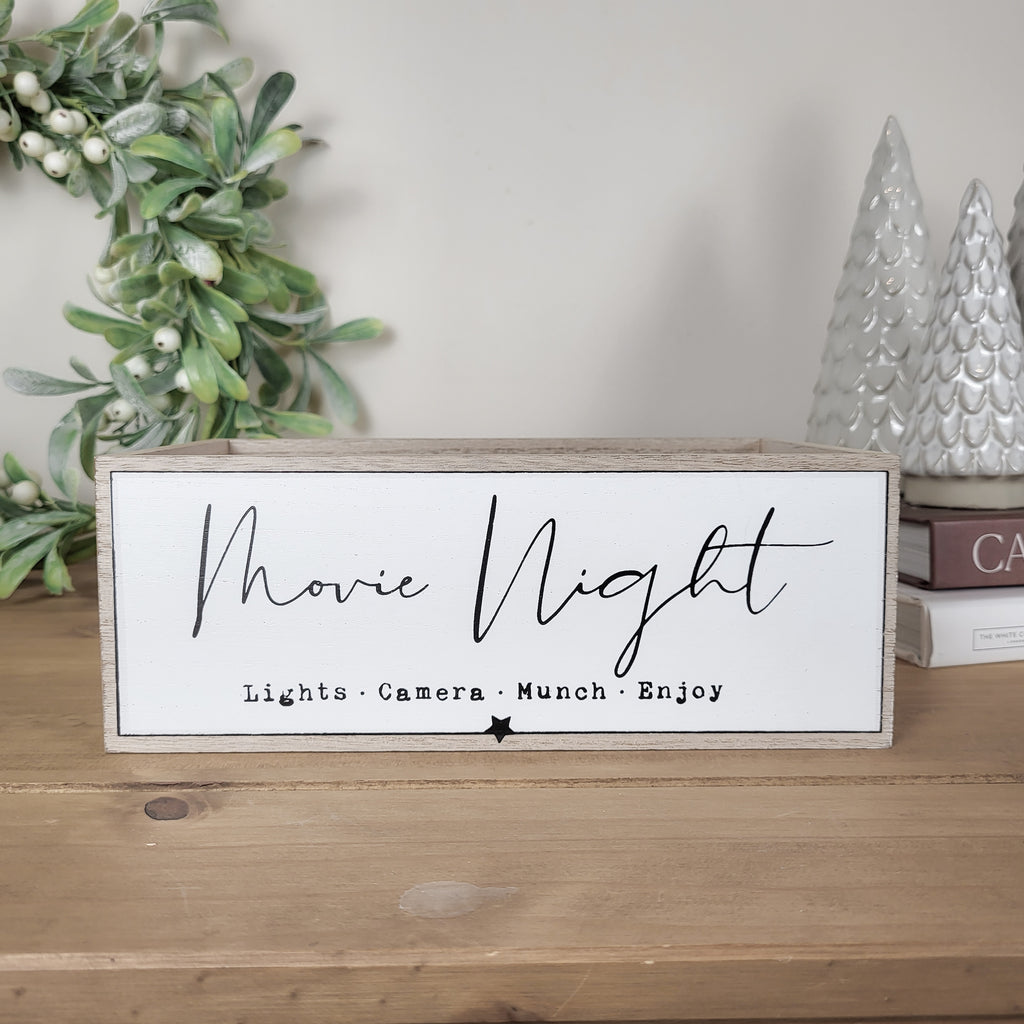 Wooden Movie Night Snack Storage Crate