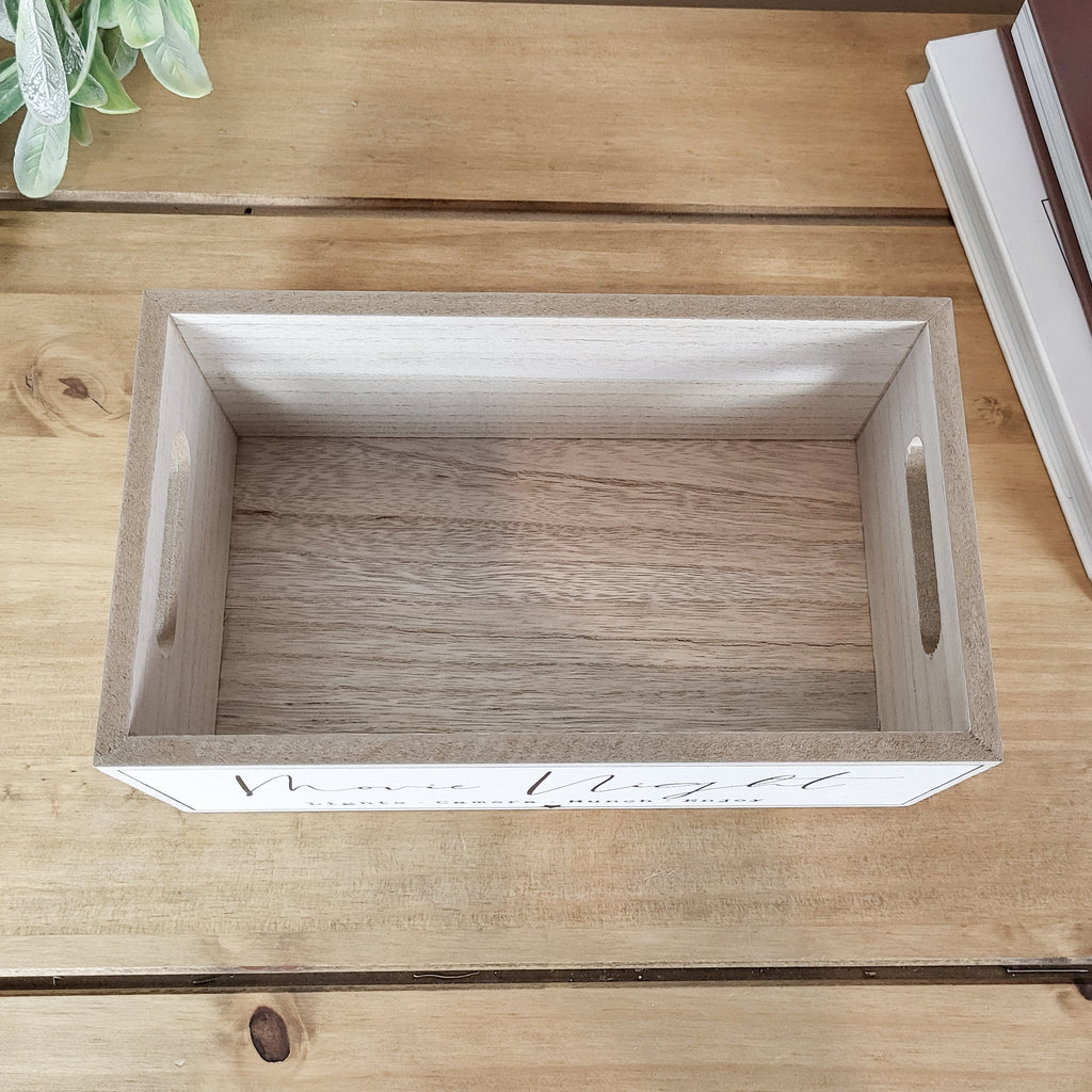 Wooden Movie Night Snack Storage Crate