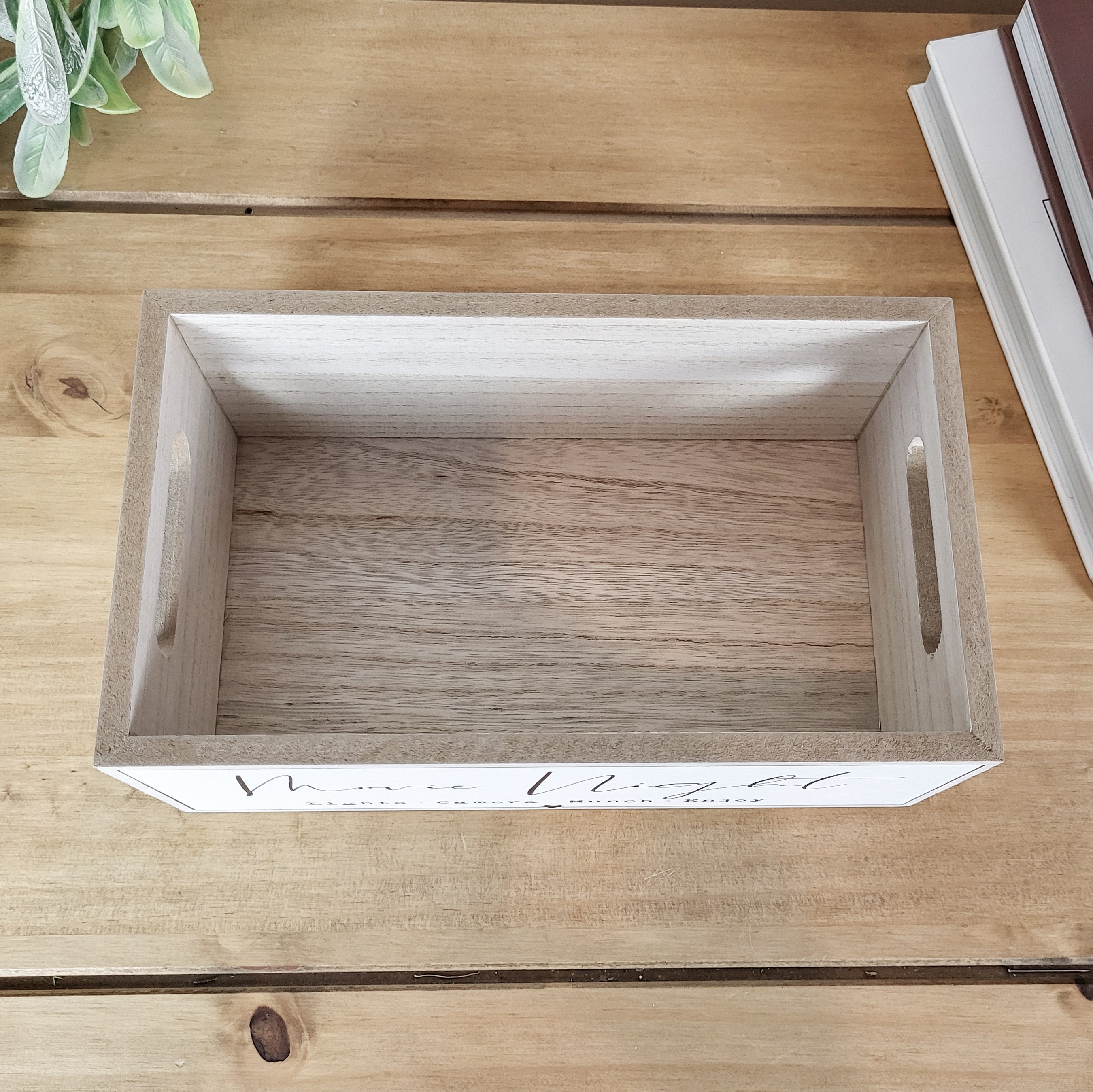 Wooden Movie Night Snack Storage Crate