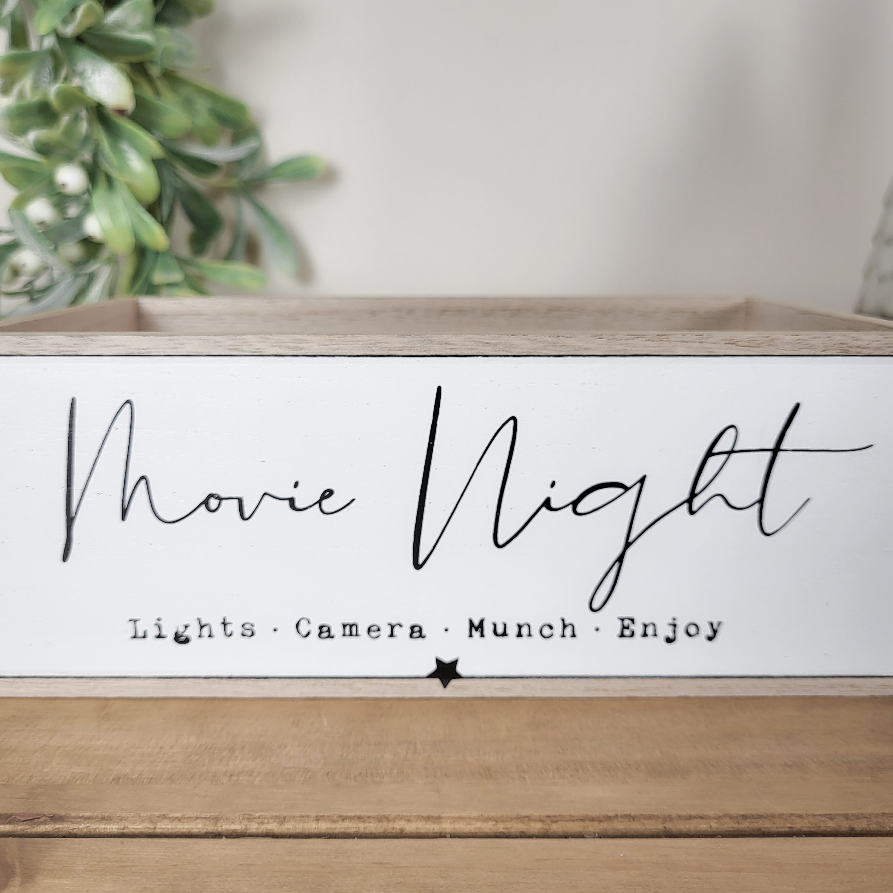 Wooden Movie Night Snack Storage Crate