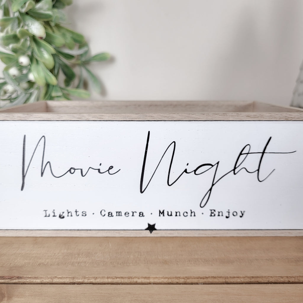 Wooden Movie Night Snack Storage Crate