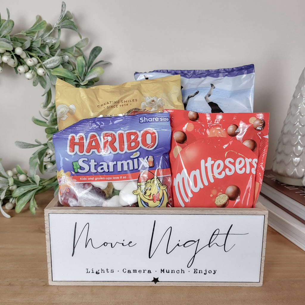 Wooden Movie Night Snack Storage Crate