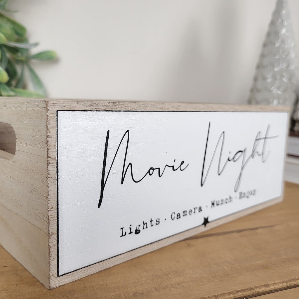 Wooden Movie Night Snack Storage Crate
