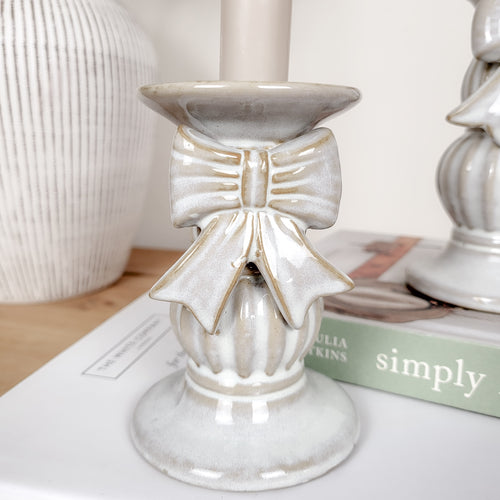 Ceramic Bow Candlestick Holders
