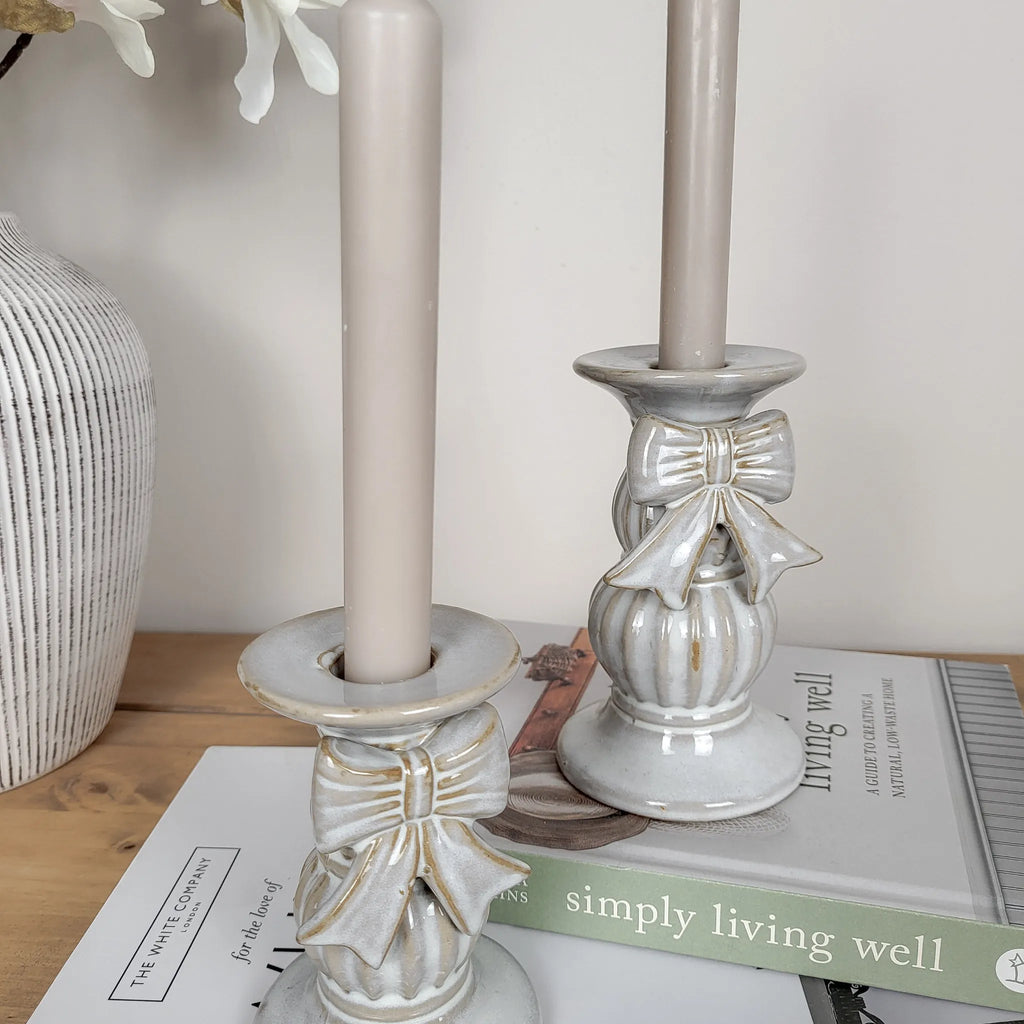 Ceramic Bow Candlestick Holders