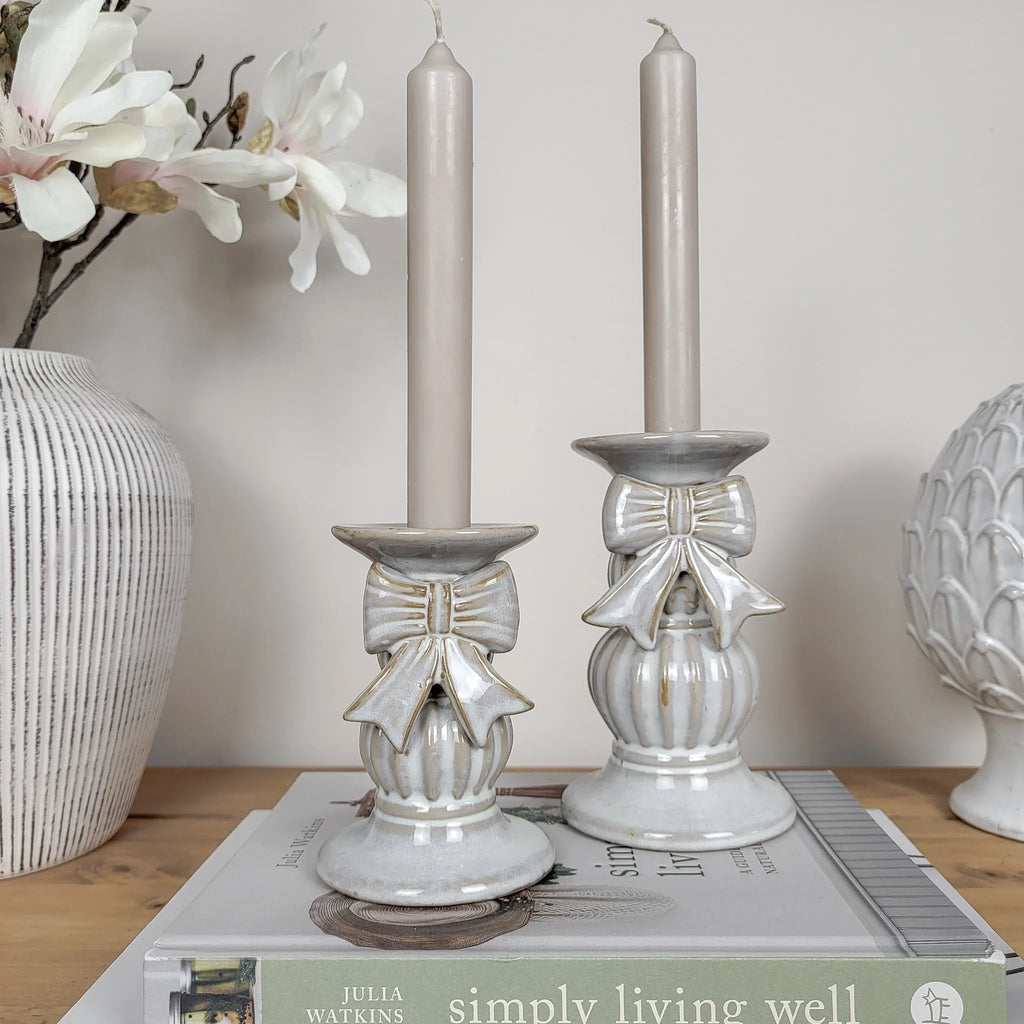 Ceramic Bow Candlestick Holders