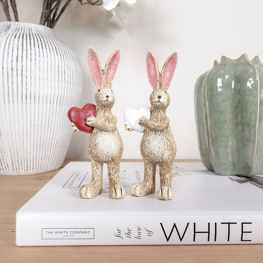 Rabbit Ornaments Holding Hearts