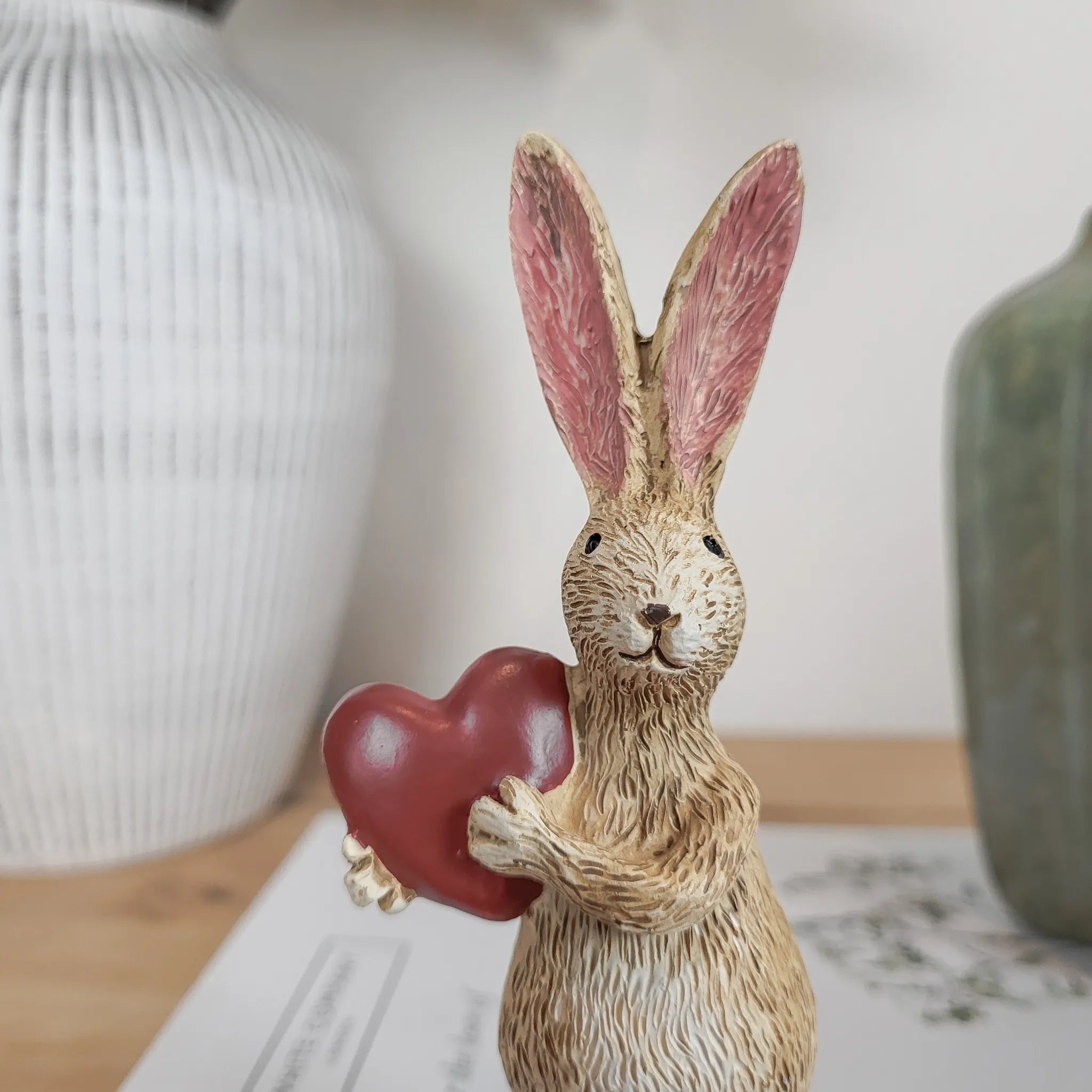 Rabbit Ornaments Holding Hearts