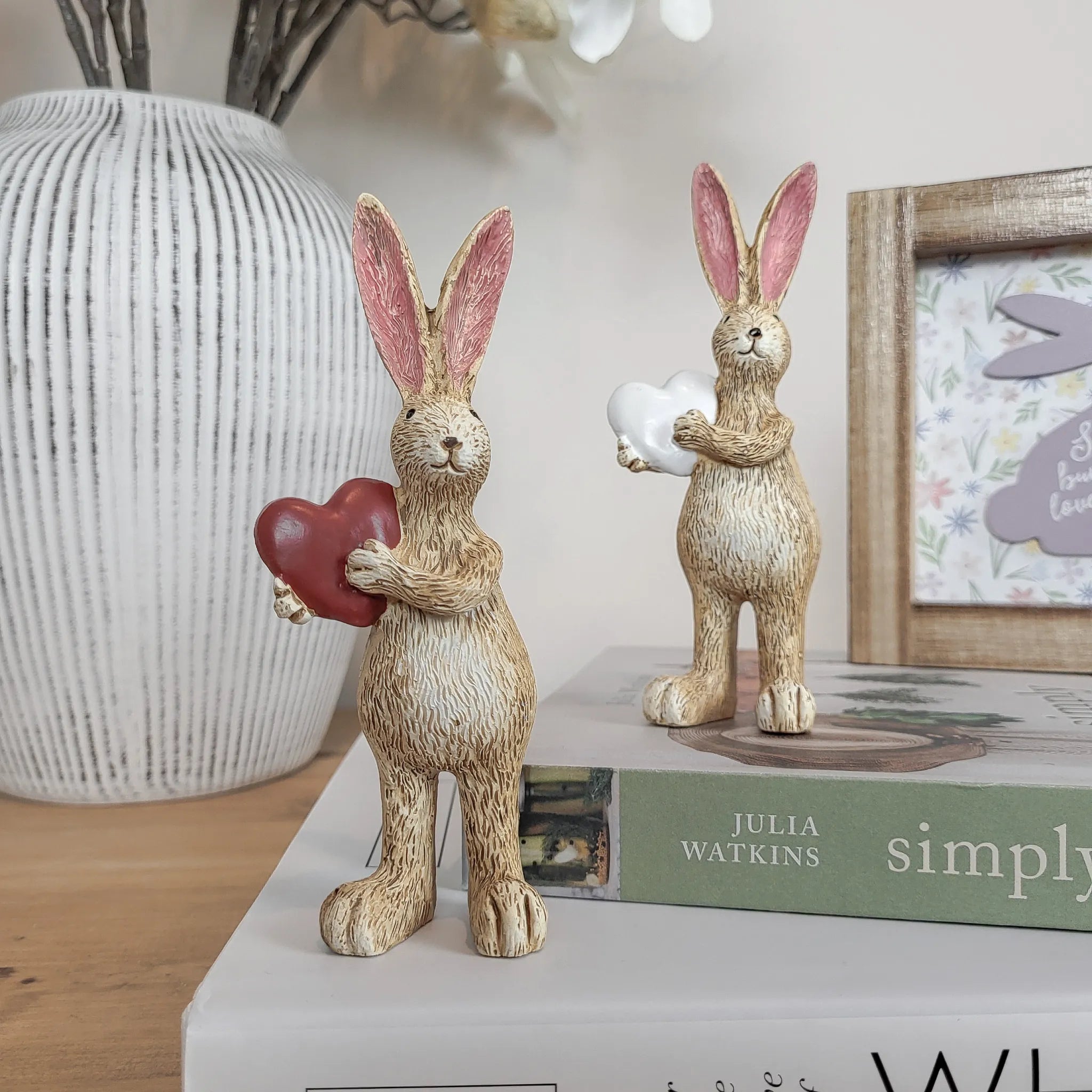 Rabbit Ornaments Holding Hearts