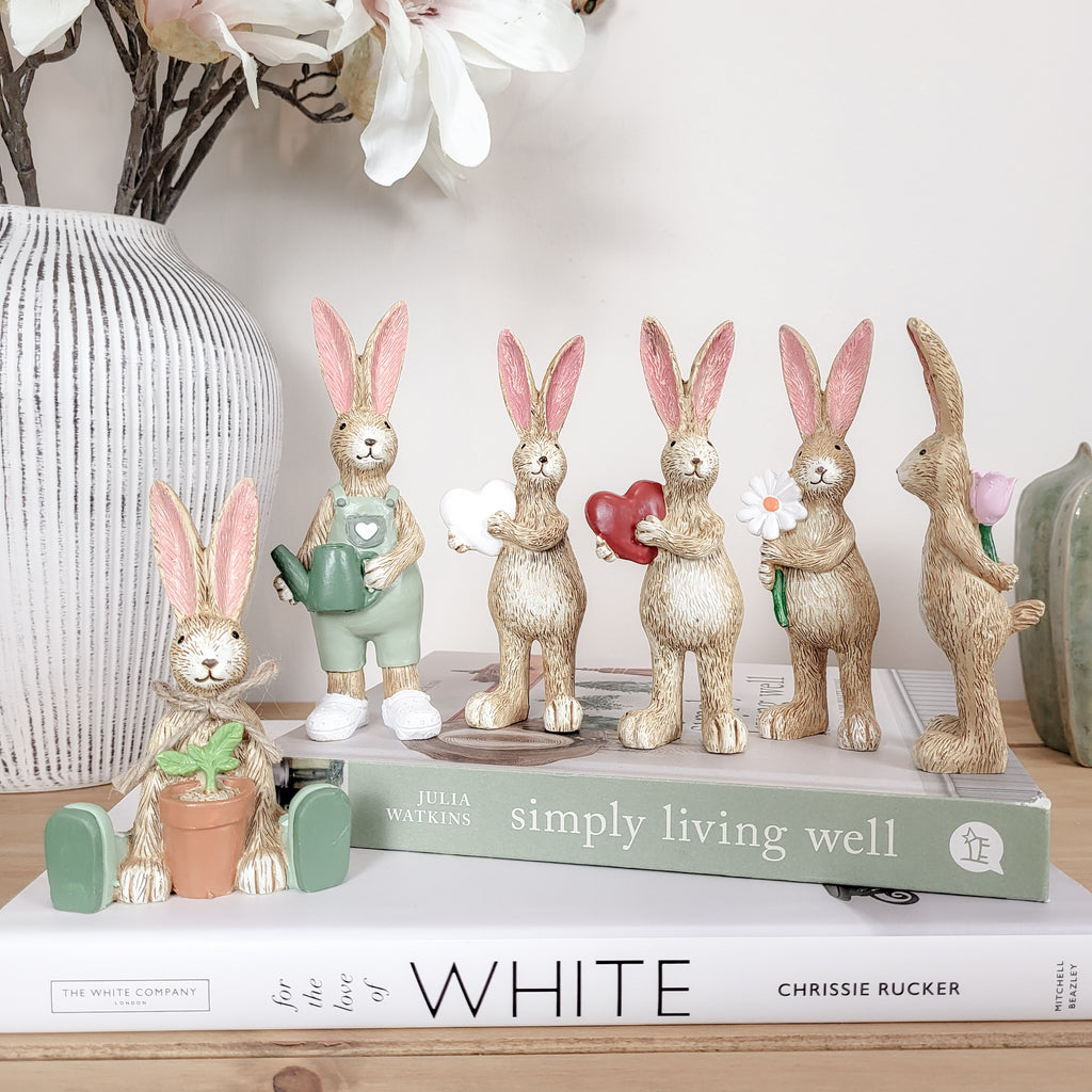 Rabbit Ornaments Holding Hearts