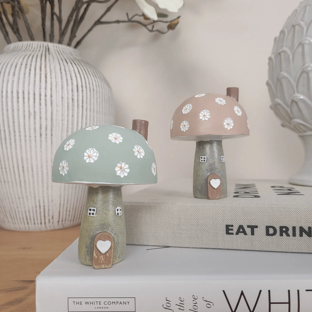 Spring Pastel Mushroom House Ornaments