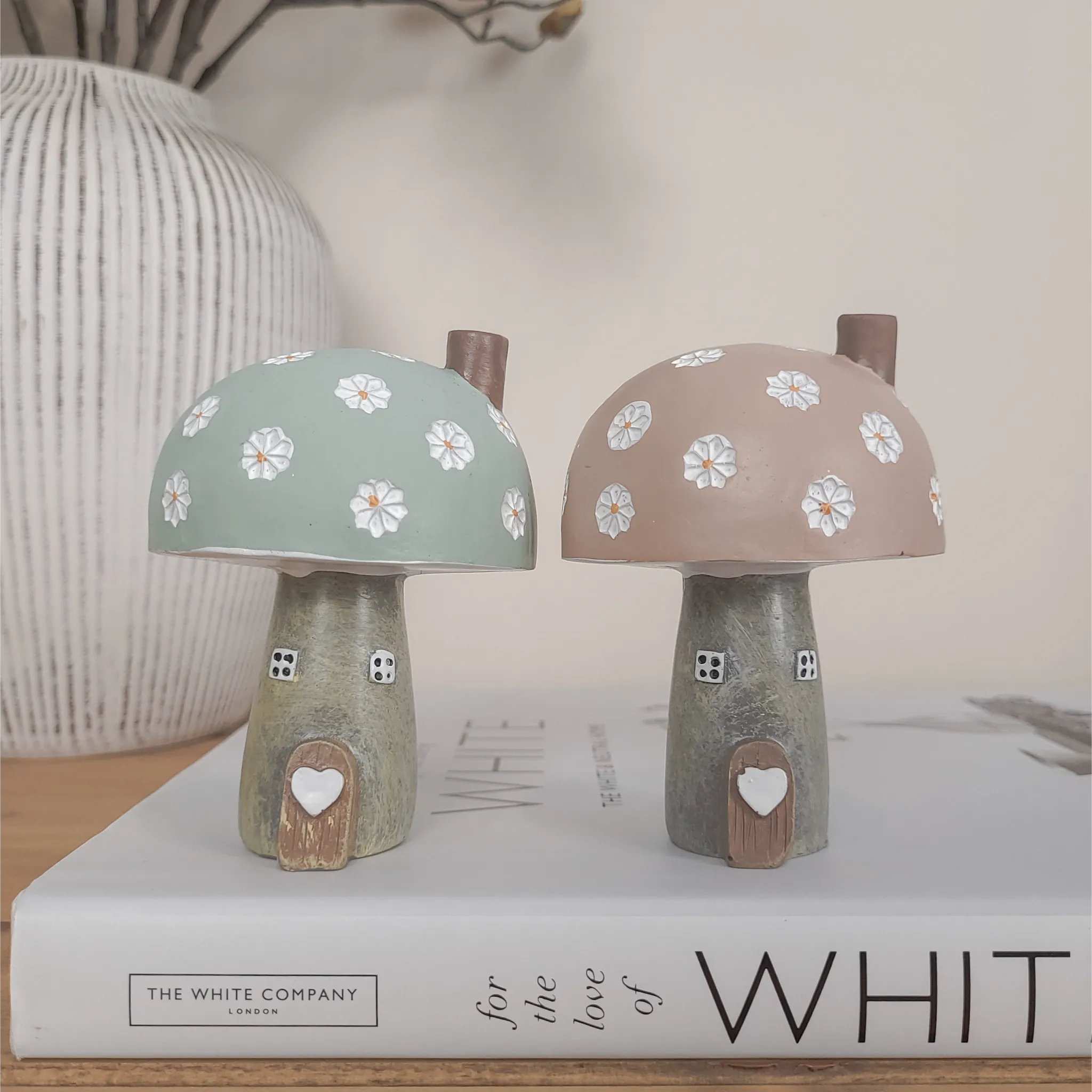 Spring Pastel Mushroom House Ornaments