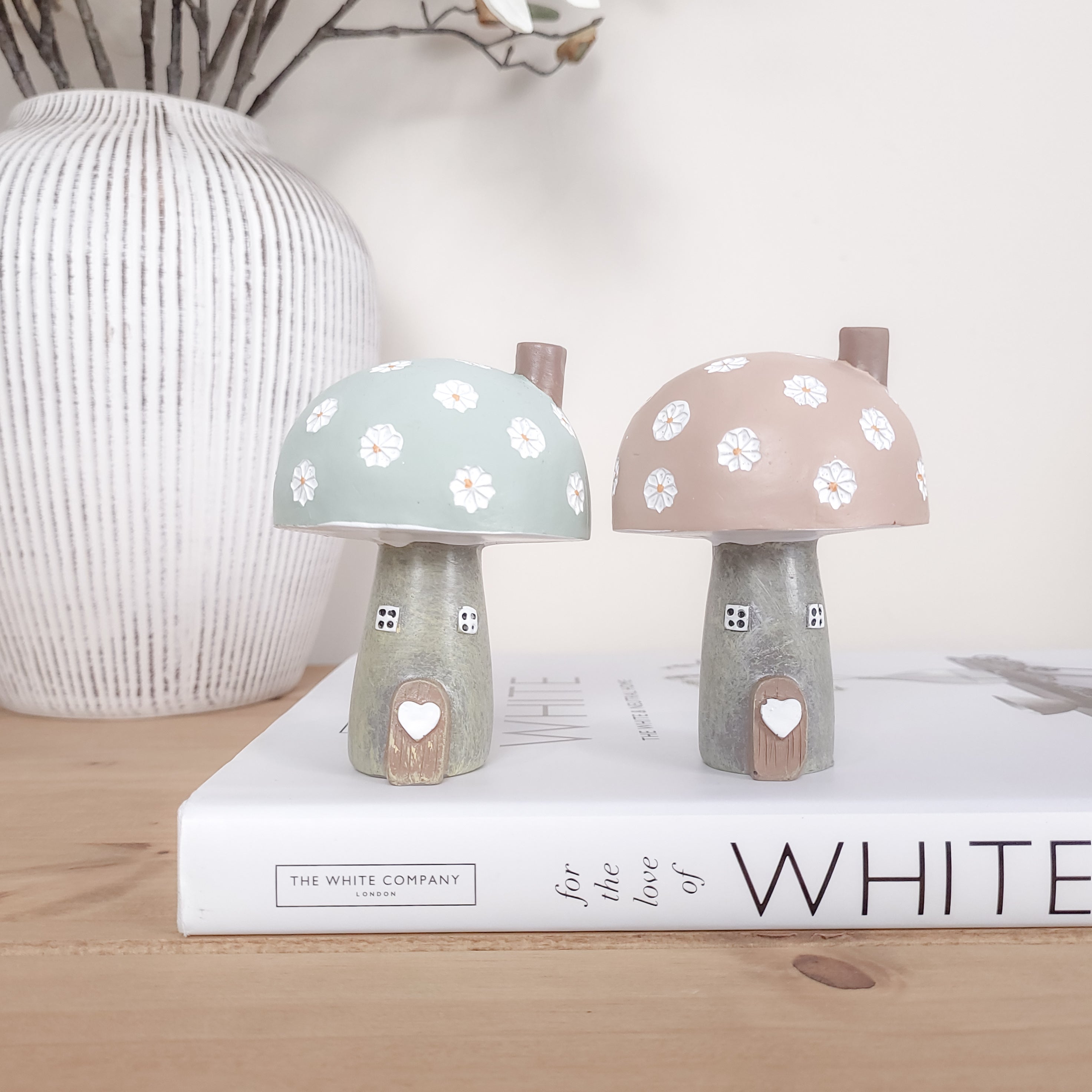 Spring Pastel Mushroom House Ornaments