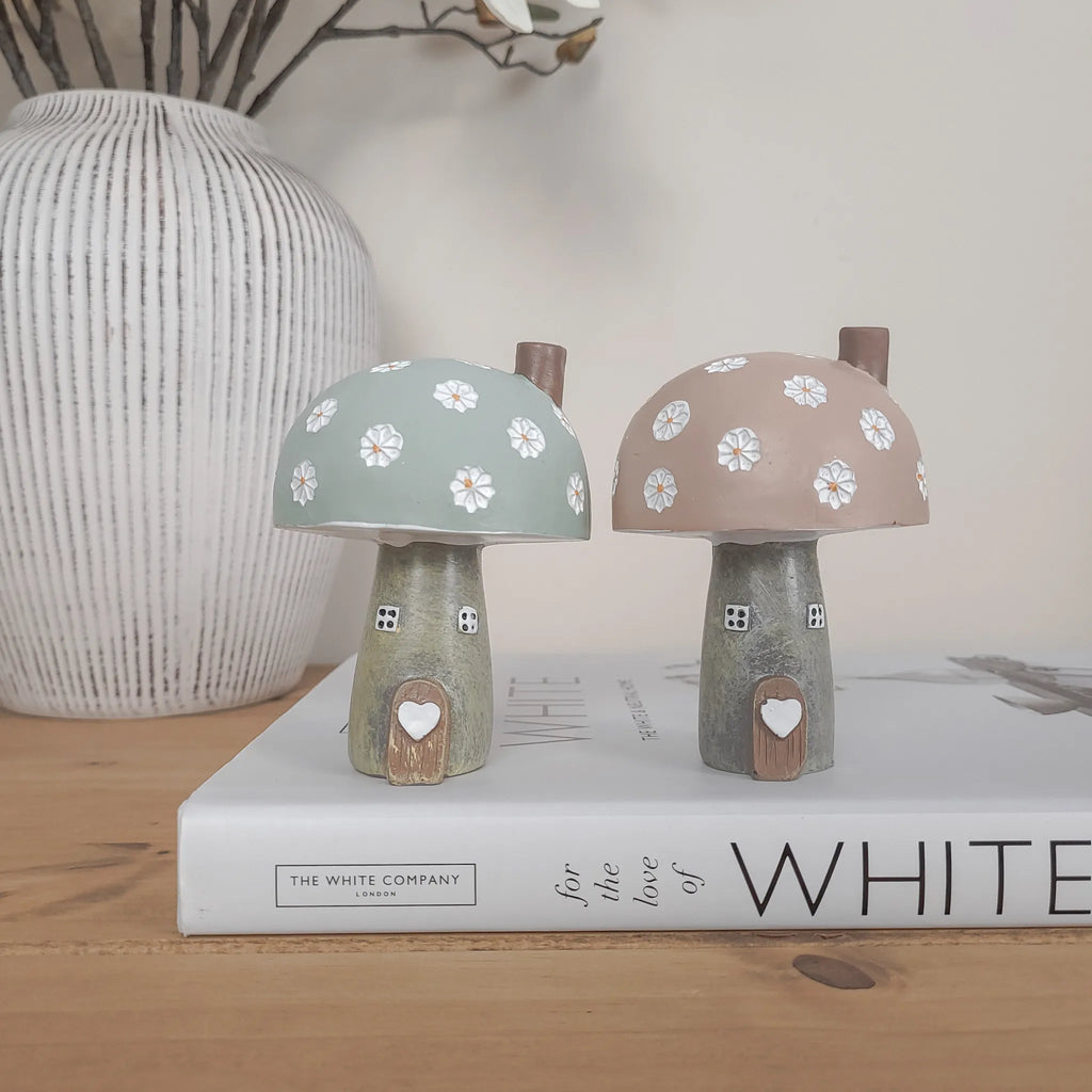 Spring Pastel Mushroom House Ornaments