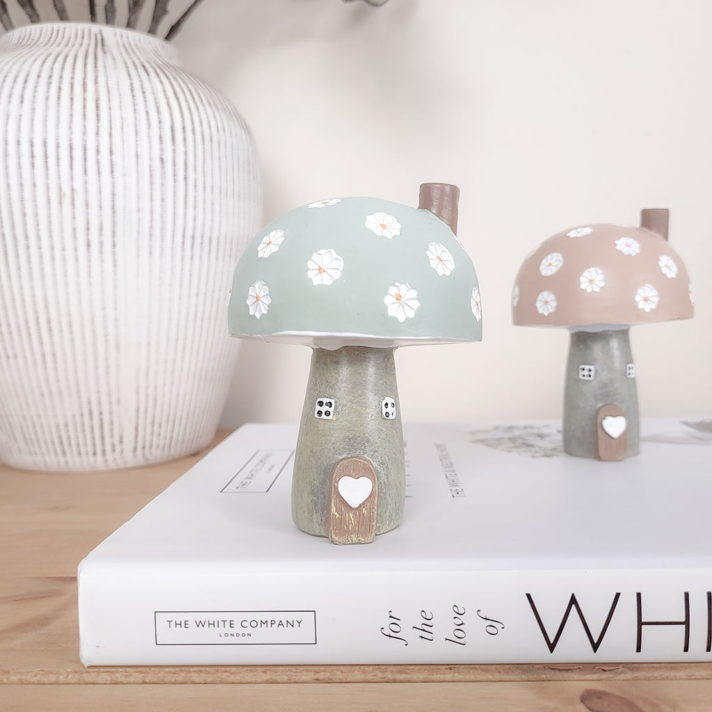 Spring Pastel Mushroom House Ornaments