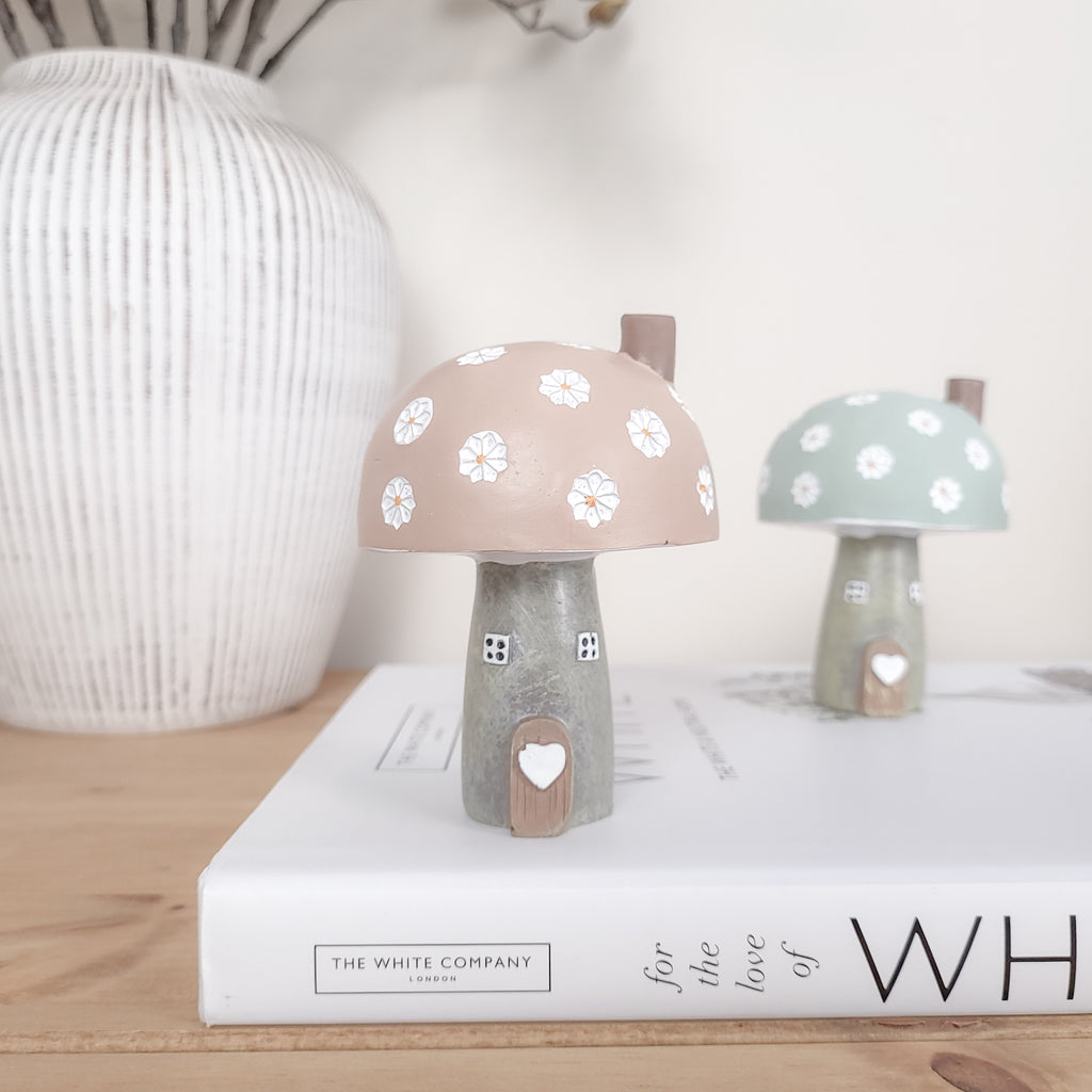 Spring Pastel Mushroom House Ornaments