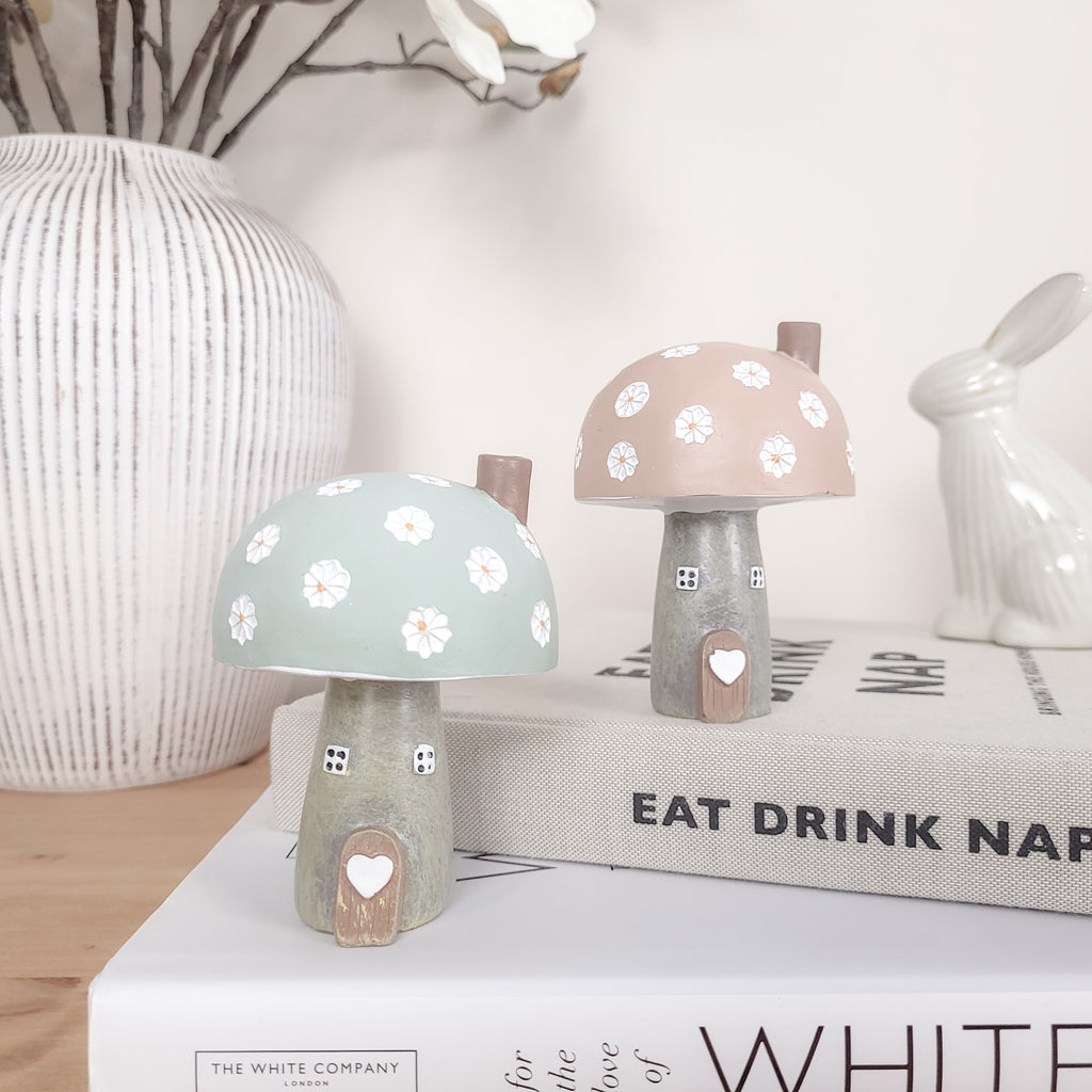Spring Pastel Mushroom House Ornaments
