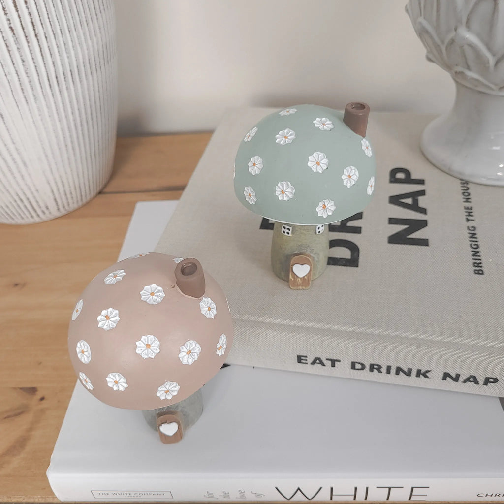 Spring Pastel Mushroom House Ornaments