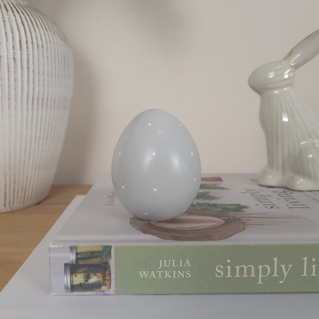 Grey Dotty Ceramic Egg Ornaments