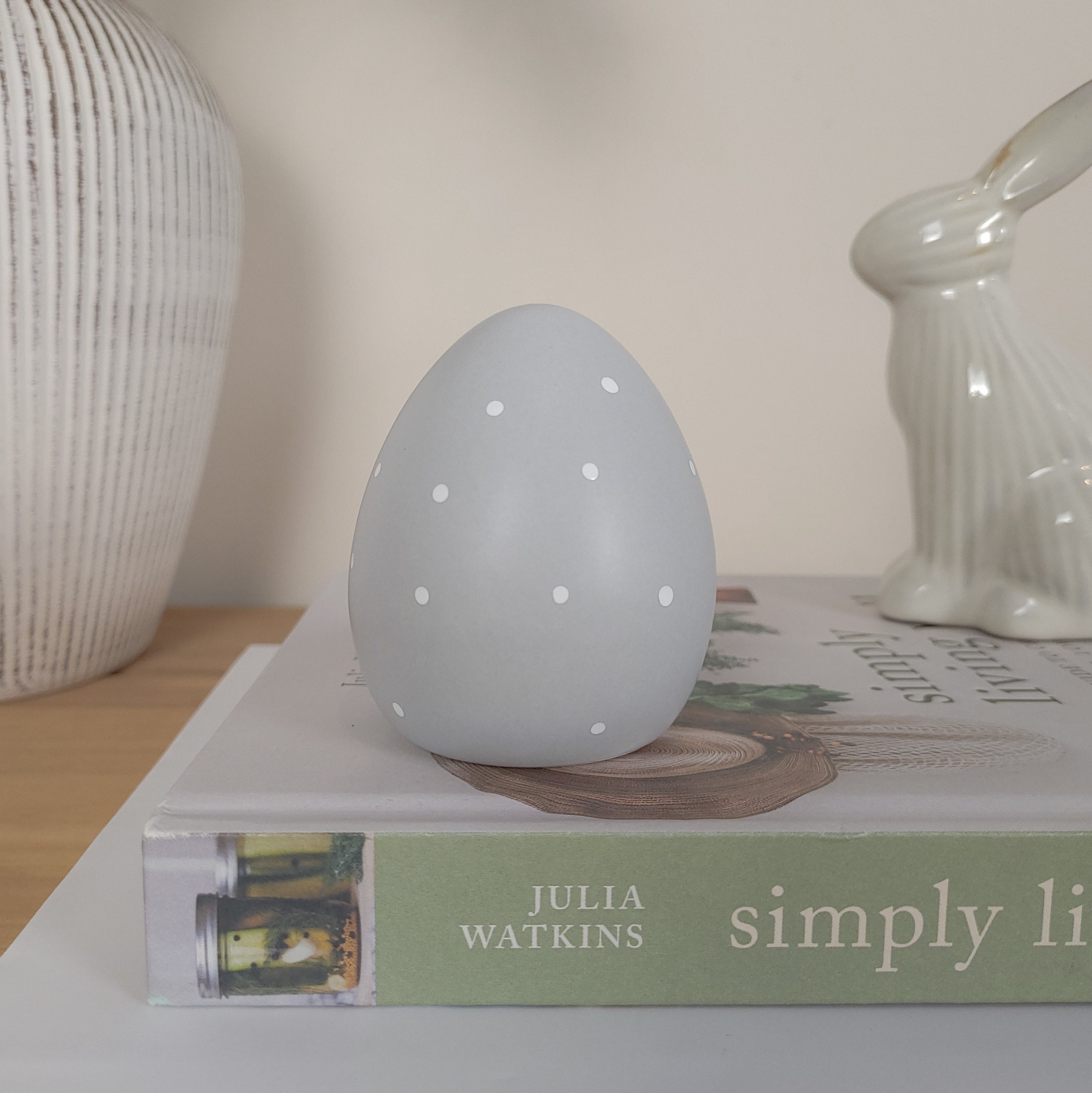 Grey Dotty Ceramic Egg Ornaments