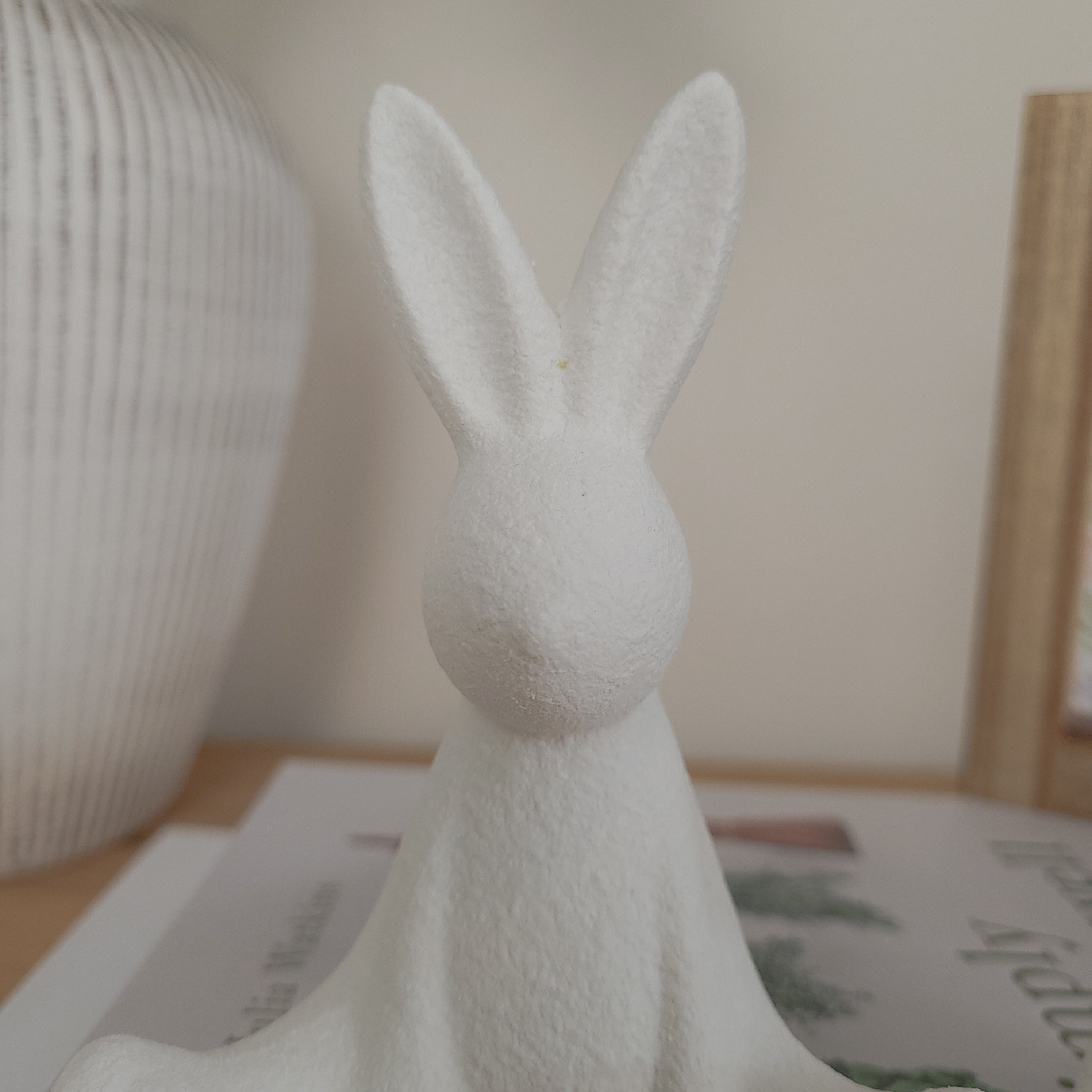 White Textured Sitting Rabbit Ornaments