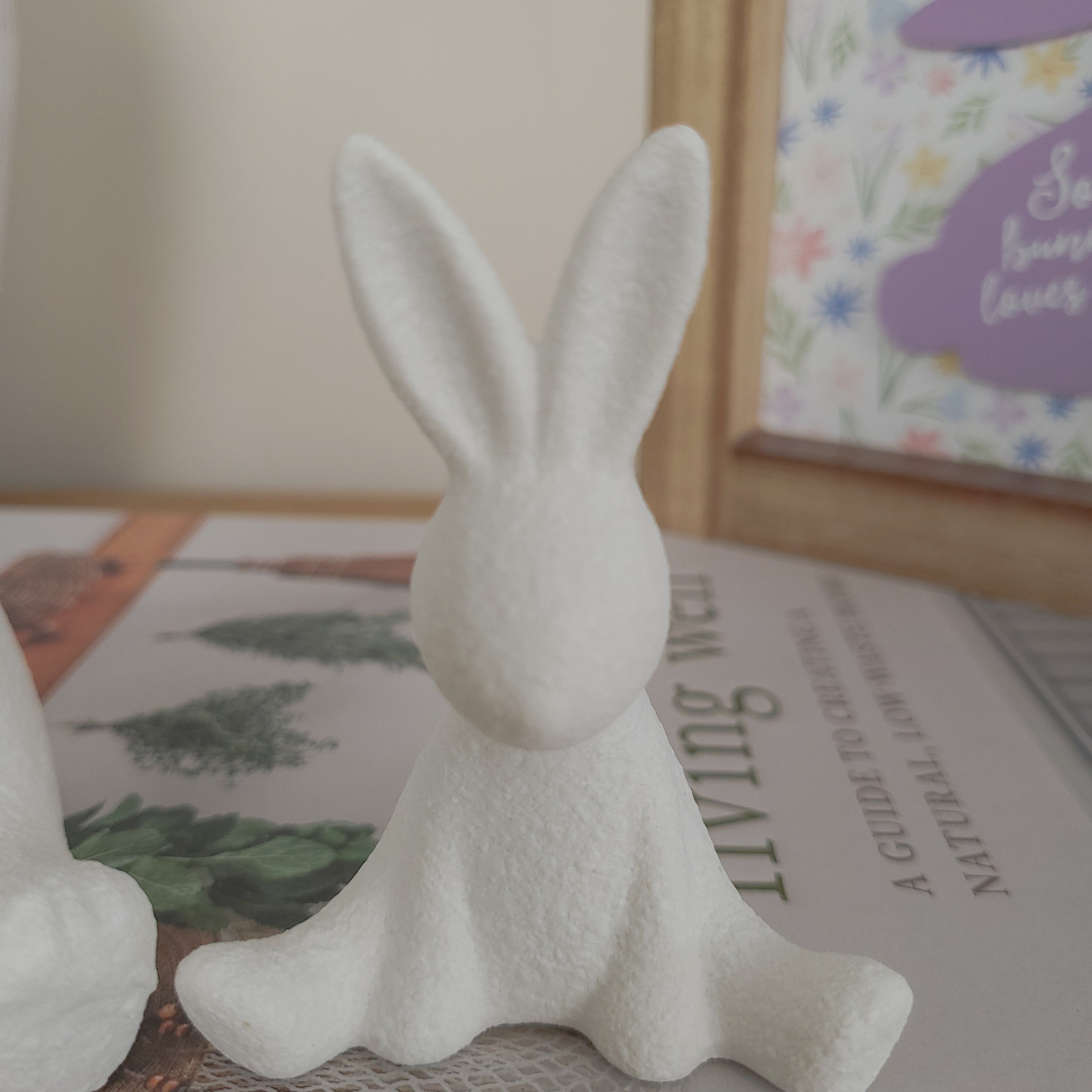 White Textured Sitting Rabbit Ornaments