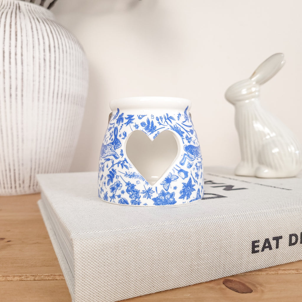 Blue Hare Heart Tealight Candle Holder