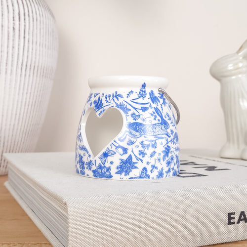 Blue Hare Heart Tealight Candle Holder