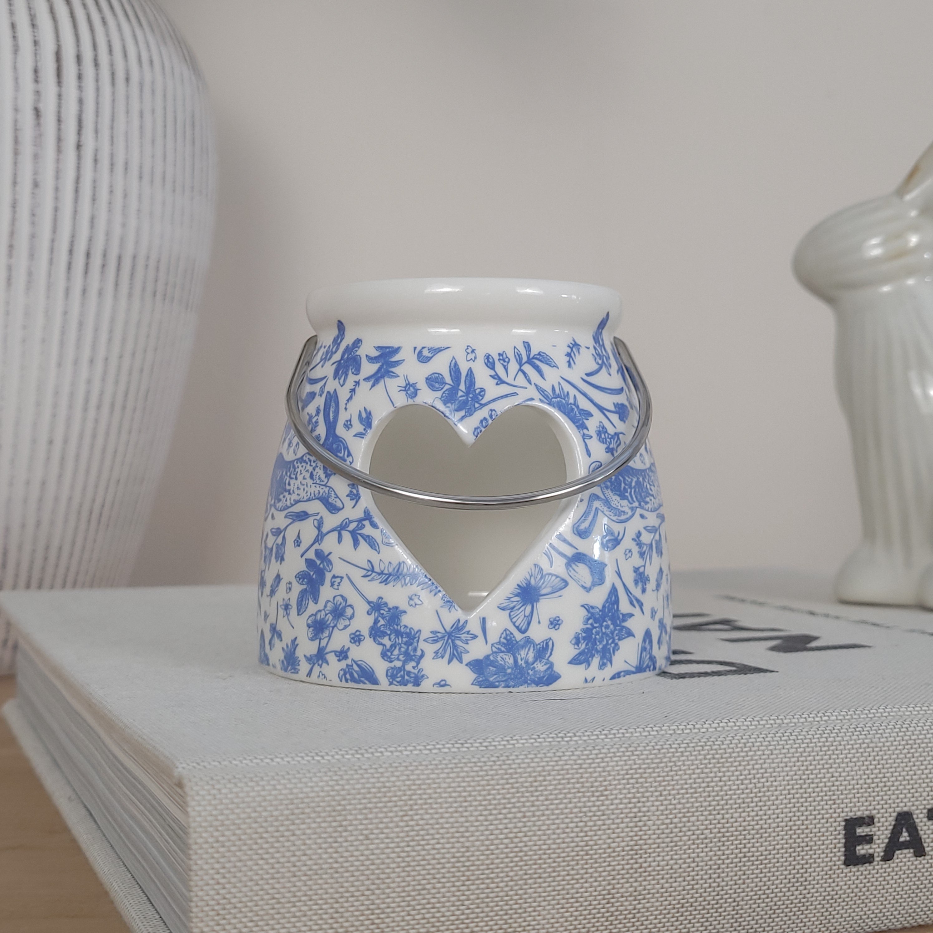 Blue Hare Heart Tealight Candle Holder