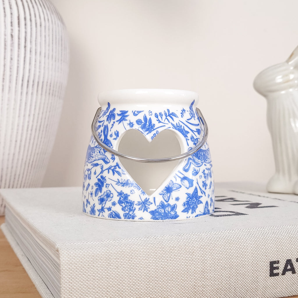 Blue Hare Heart Tealight Candle Holder