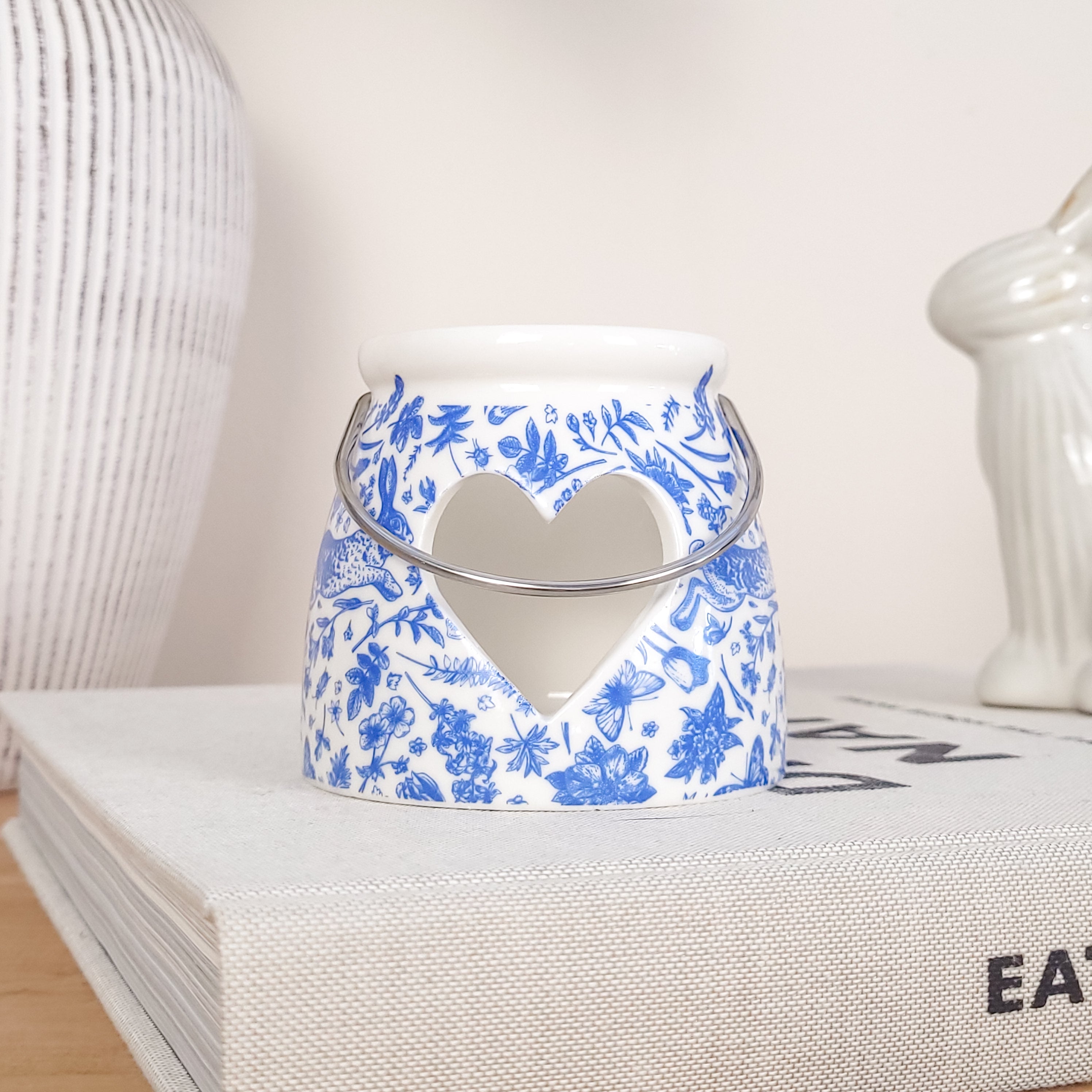 Blue Hare Heart Tealight Candle Holder