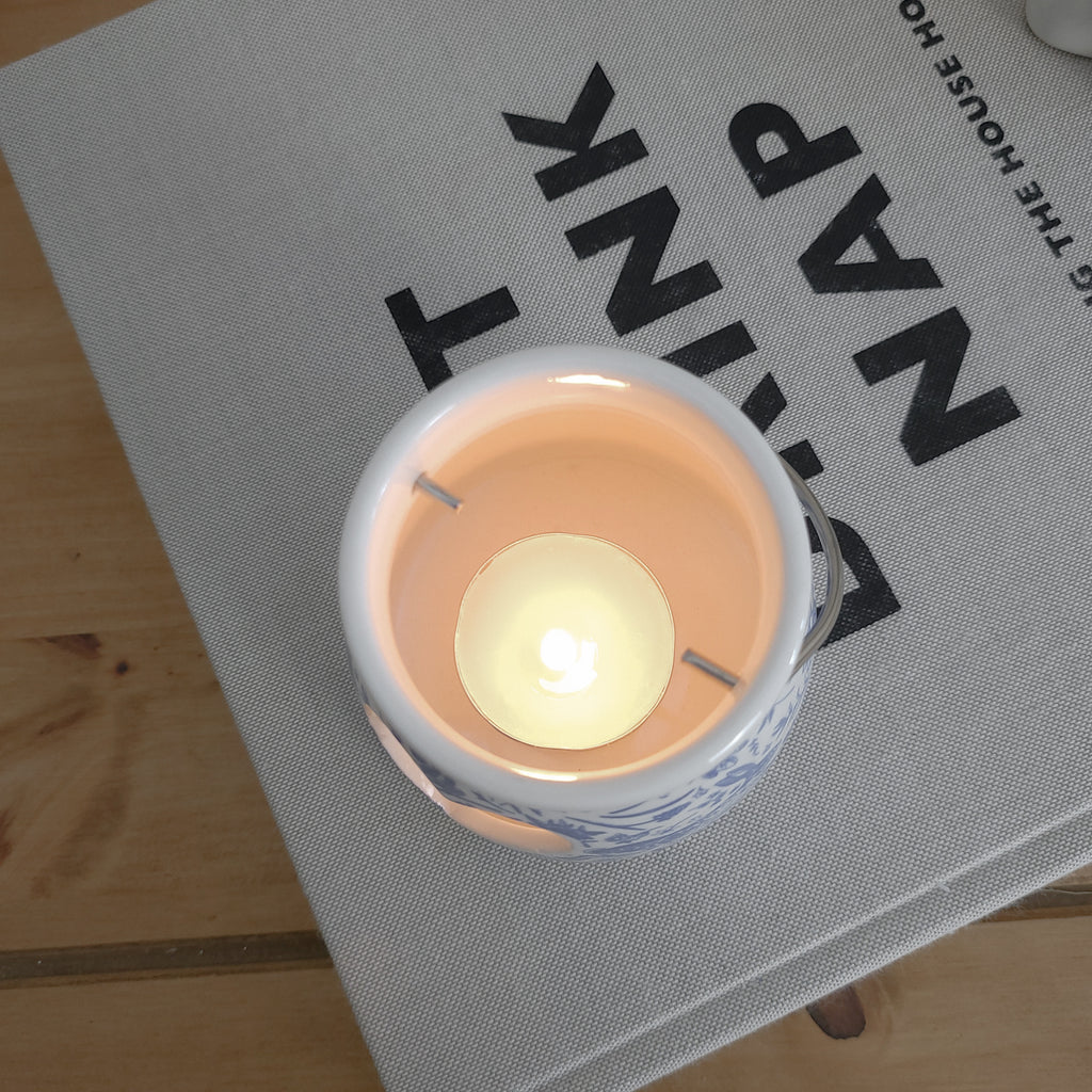 Blue Hare Heart Tealight Candle Holder