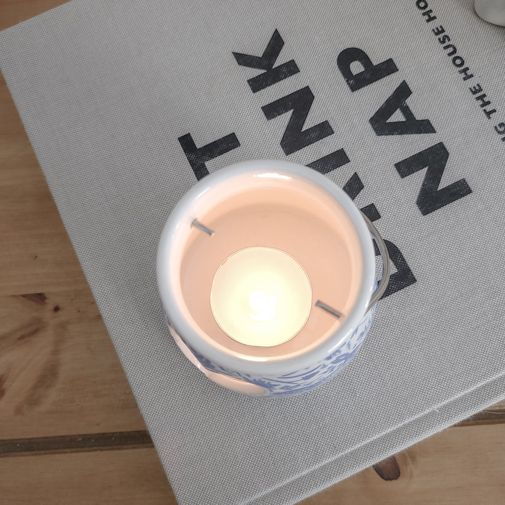 Blue Hare Heart Tealight Candle Holder