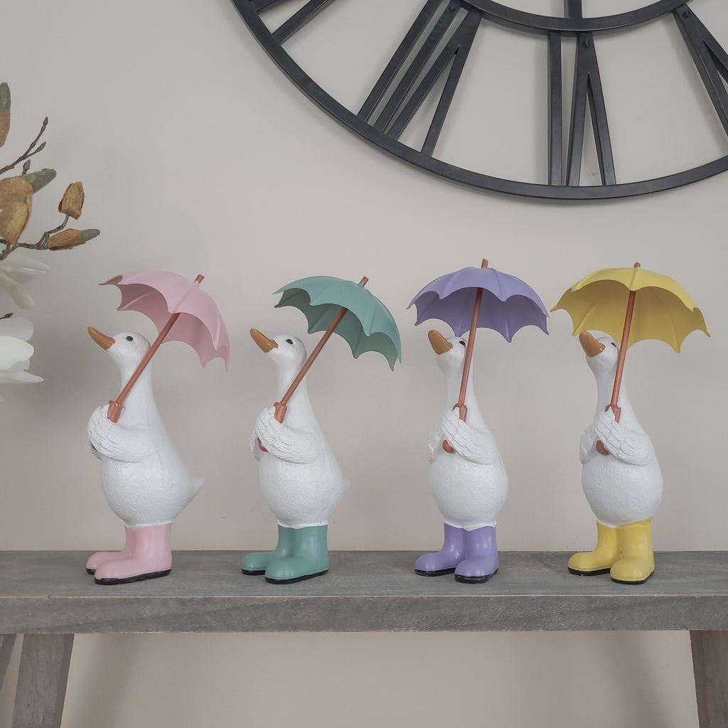Duck With Wellies & Umbrellas Ornament