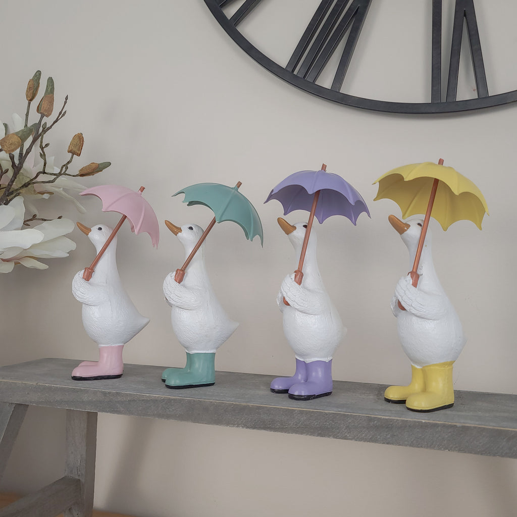 Duck With Wellies & Umbrellas Ornament