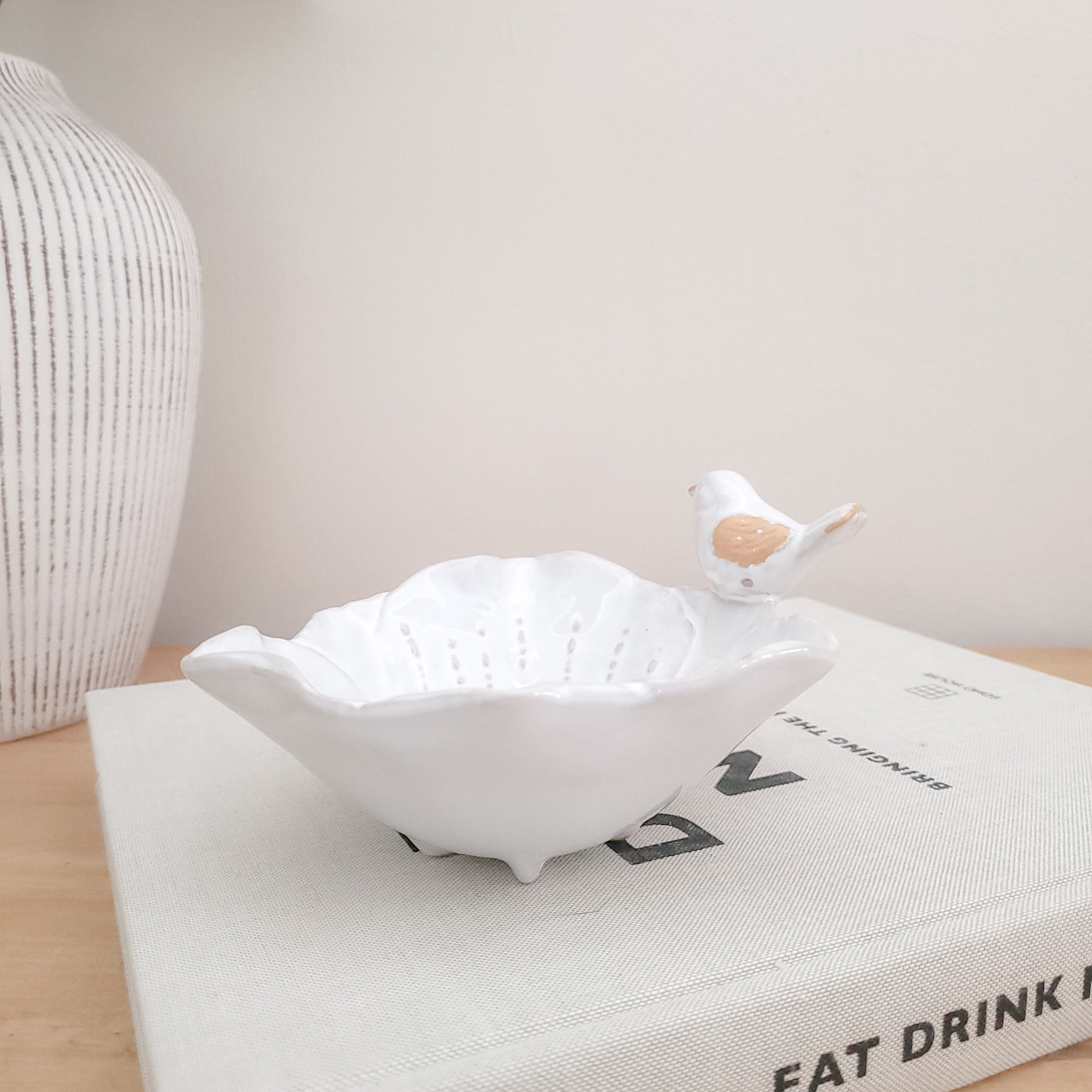 White Bird & Leaf Trinket Dish