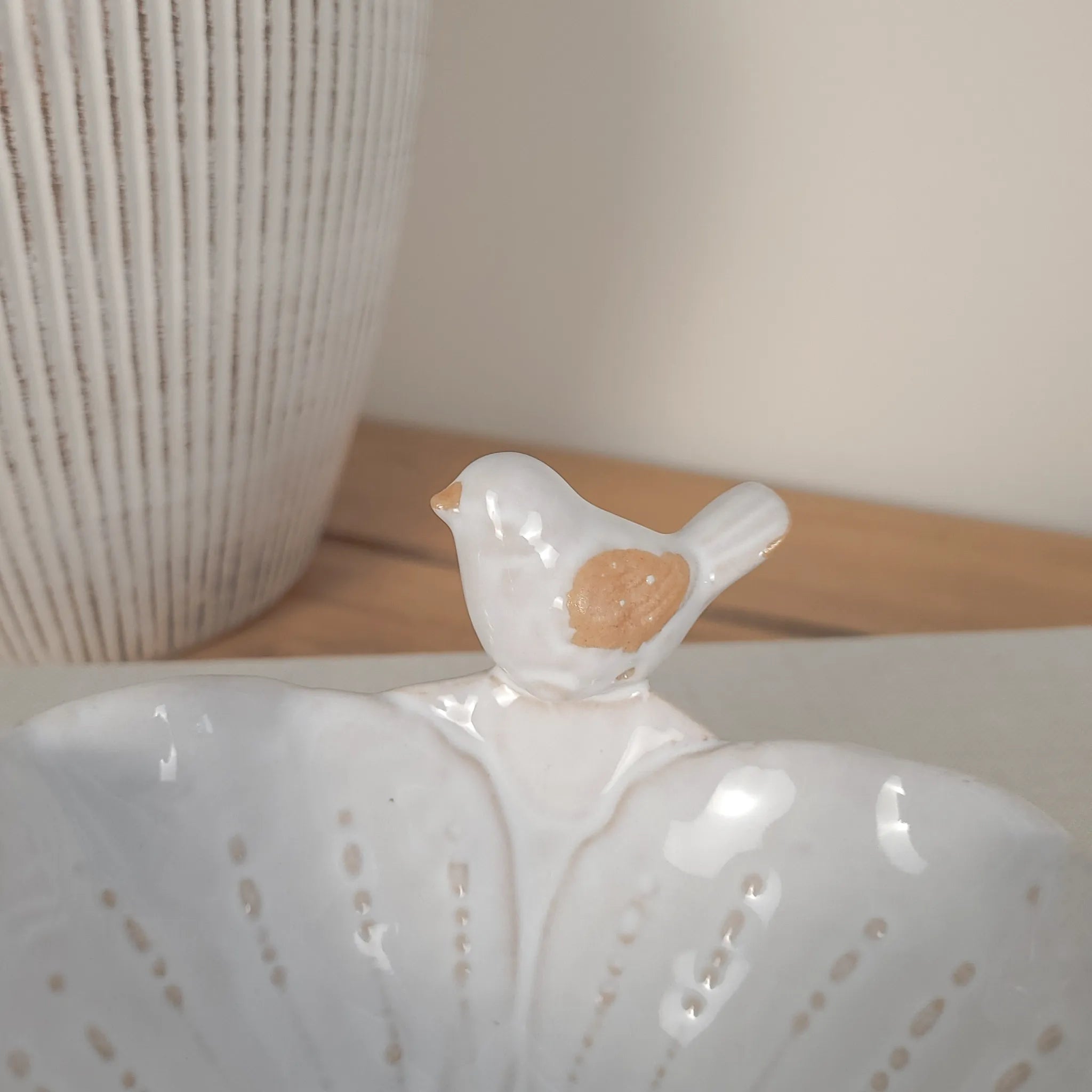 White Bird & Leaf Trinket Dish